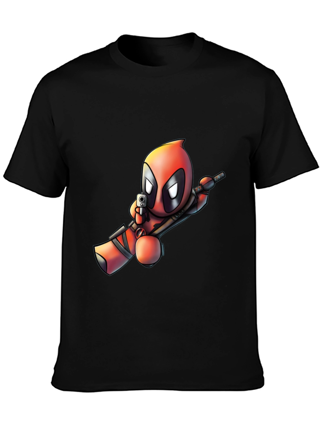 Cartoon Deadpool Graphic Print T-Shirt