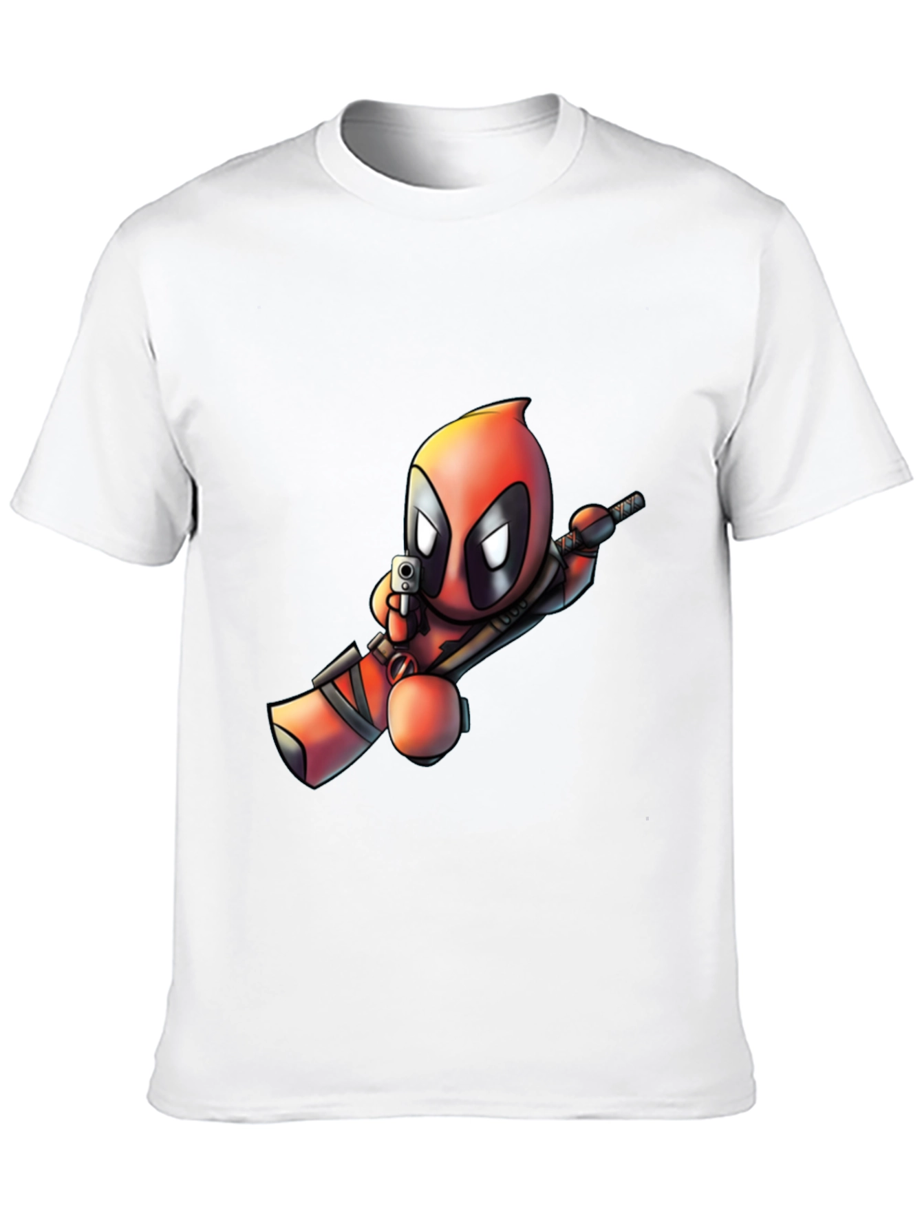 Cartoon Deadpool Graphic Print T-Shirt