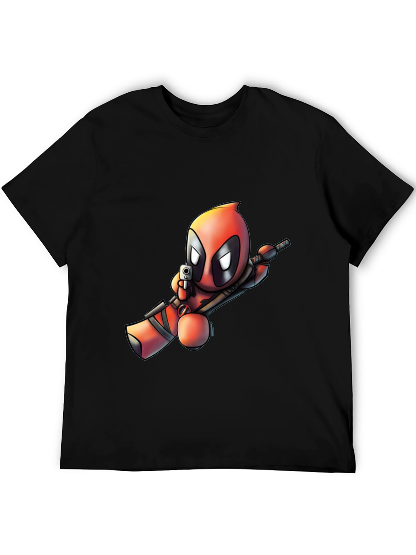 Cartoon Deadpool Graphic Print T-Shirt