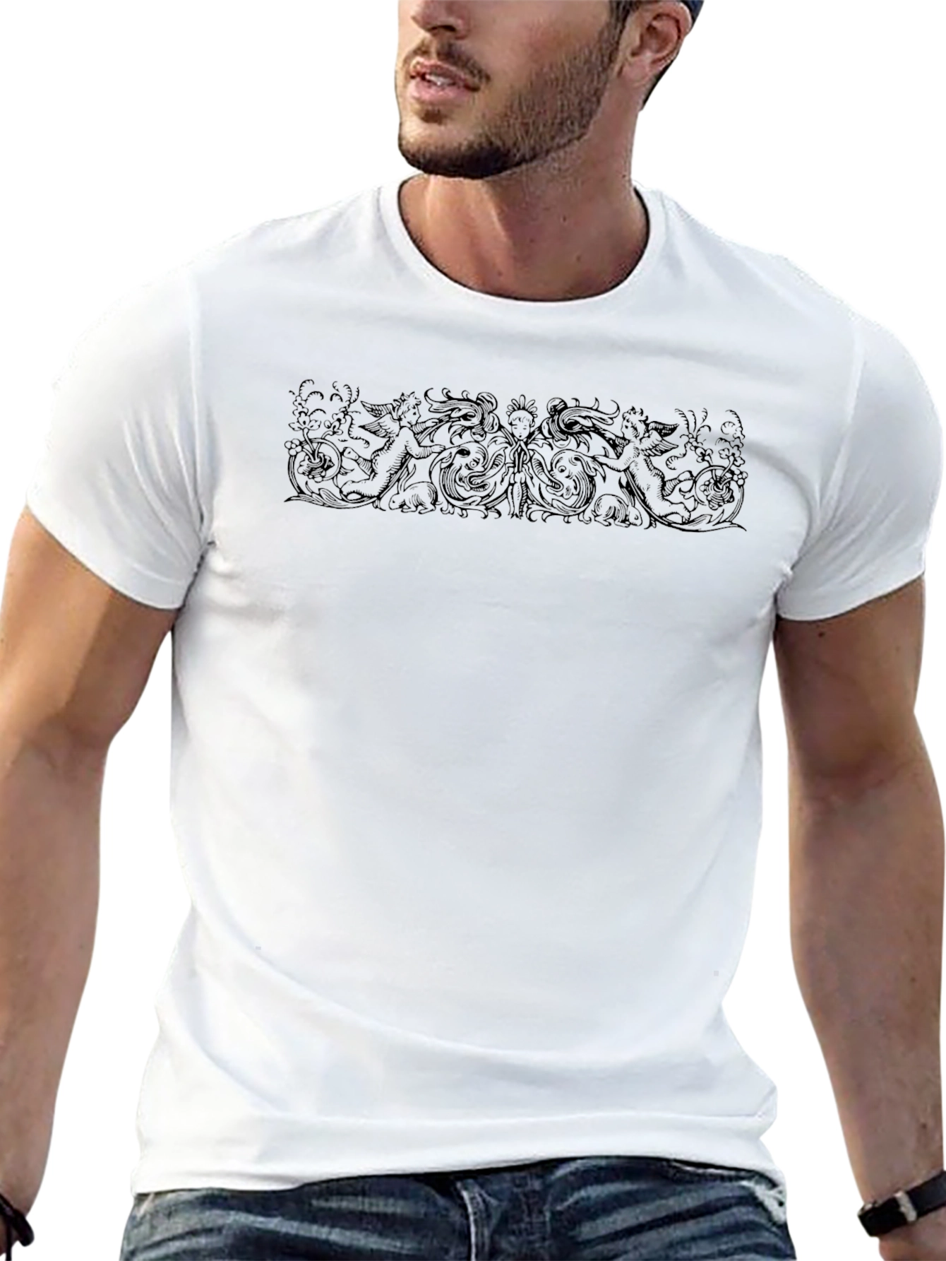 Mens Black Graphic Print T-Shirt