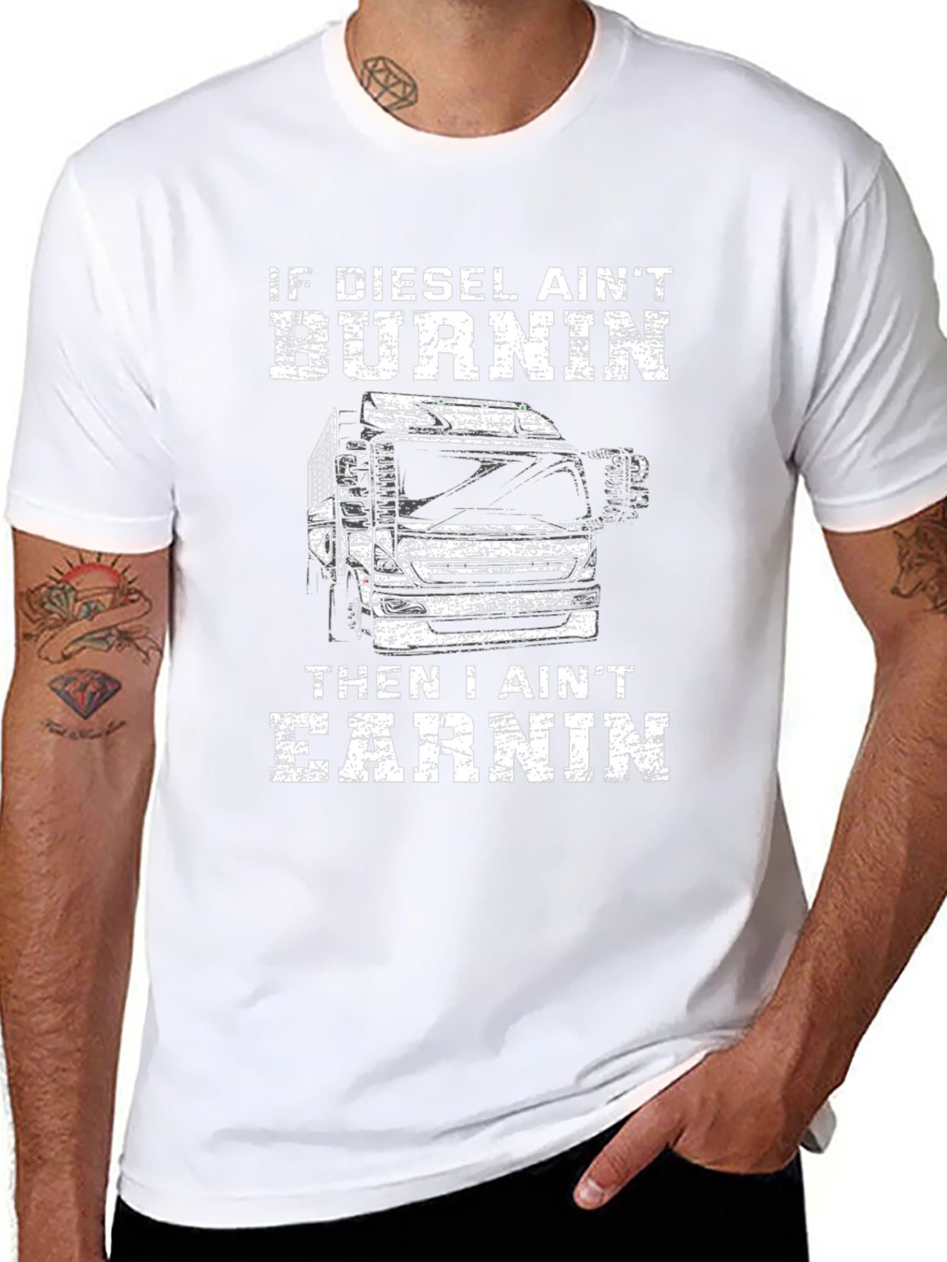 Diesel Burnin Trucker Tee - Black Graphic T-Shirt