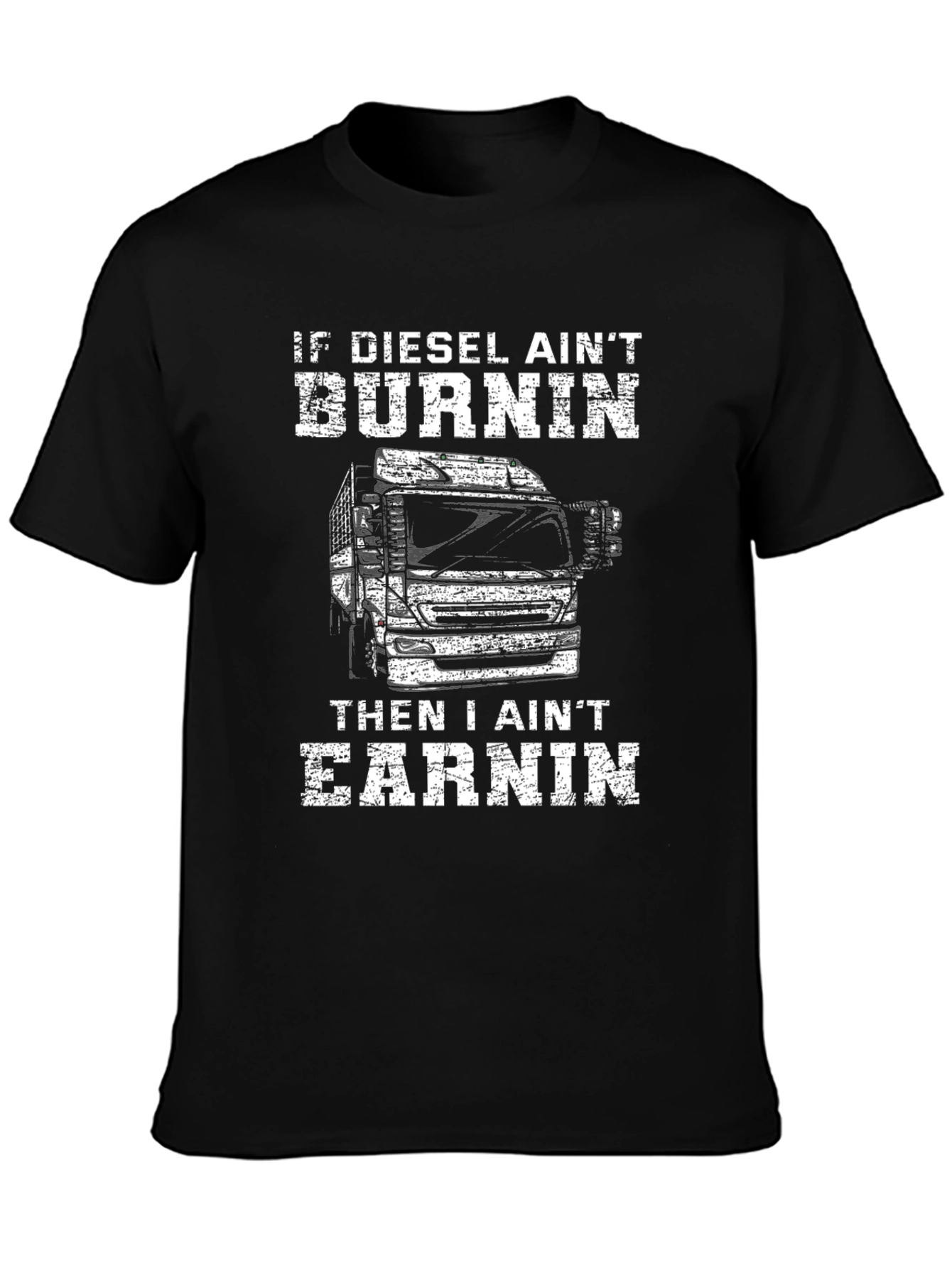 Diesel Burnin Trucker Tee - Black Graphic T-Shirt