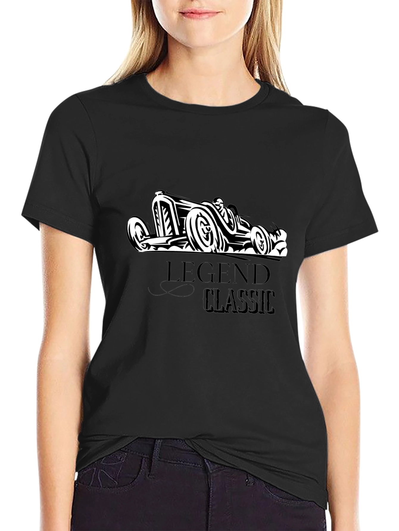 Legend Classic Car Graphic Tee - Stylish Black T-Shirt
