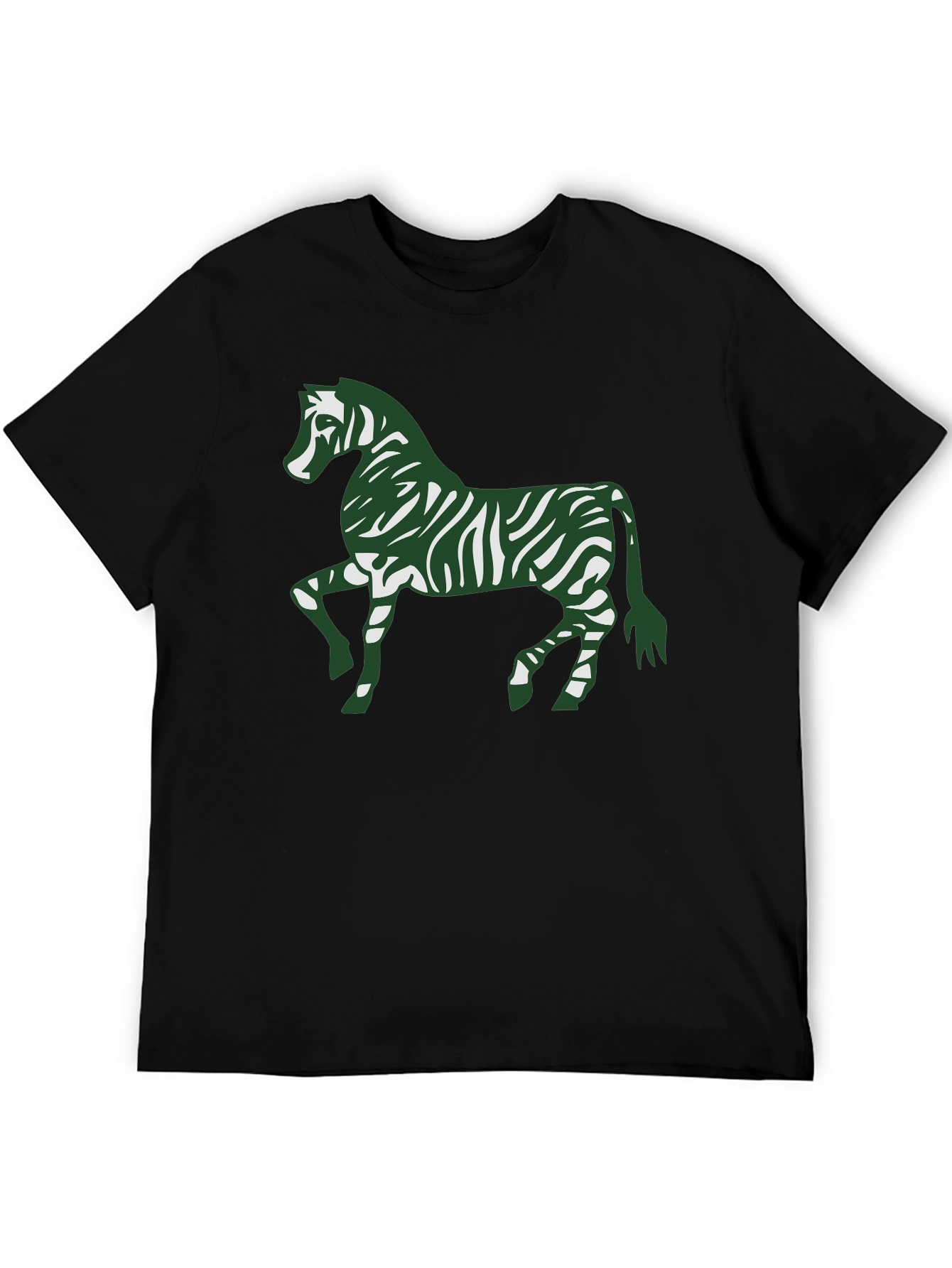 Zebra Print Tee - Stylish Mens Black Cotton T-Shirt
