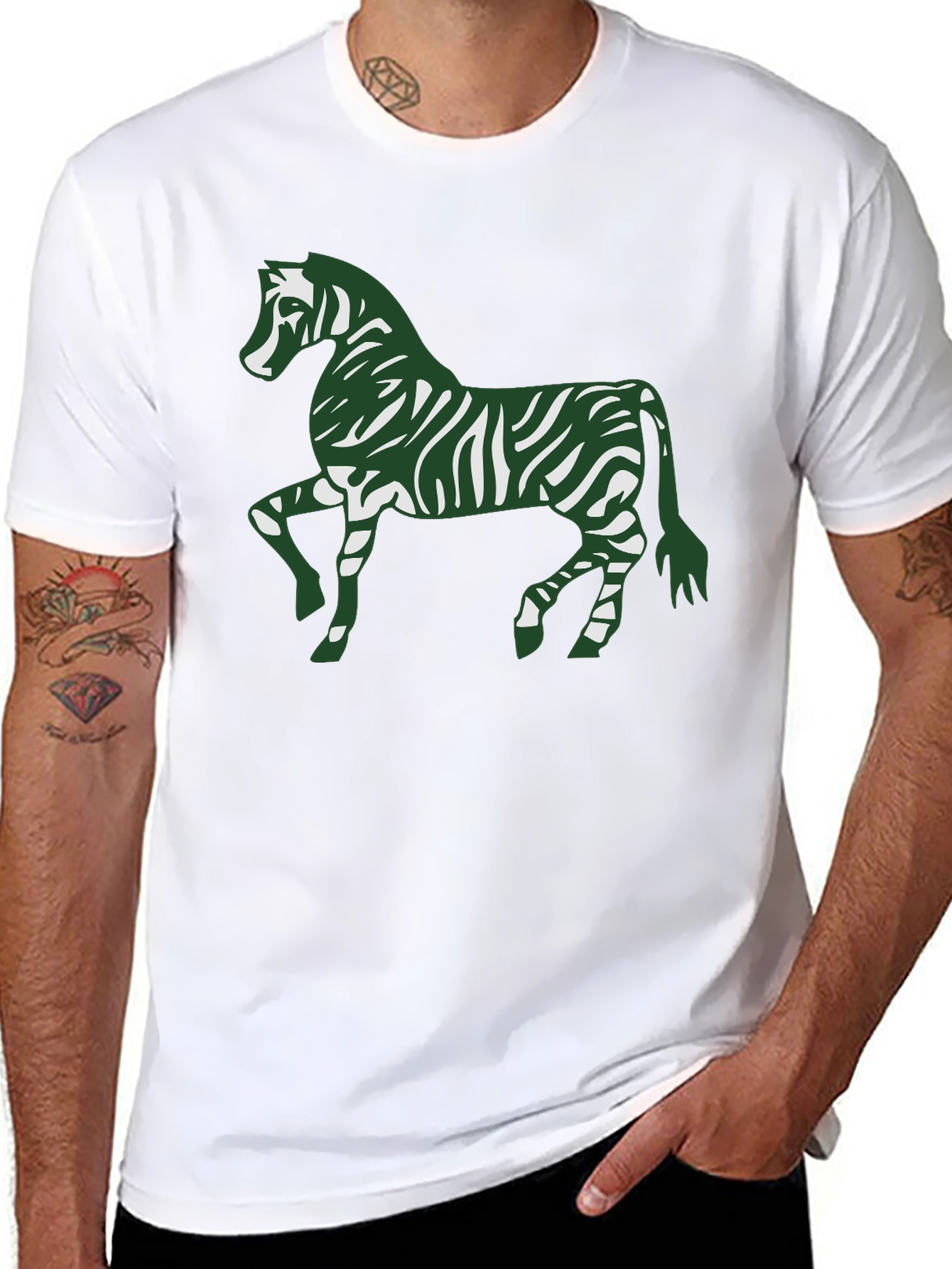 Zebra Print Tee - Stylish Mens Black Cotton T-Shirt
