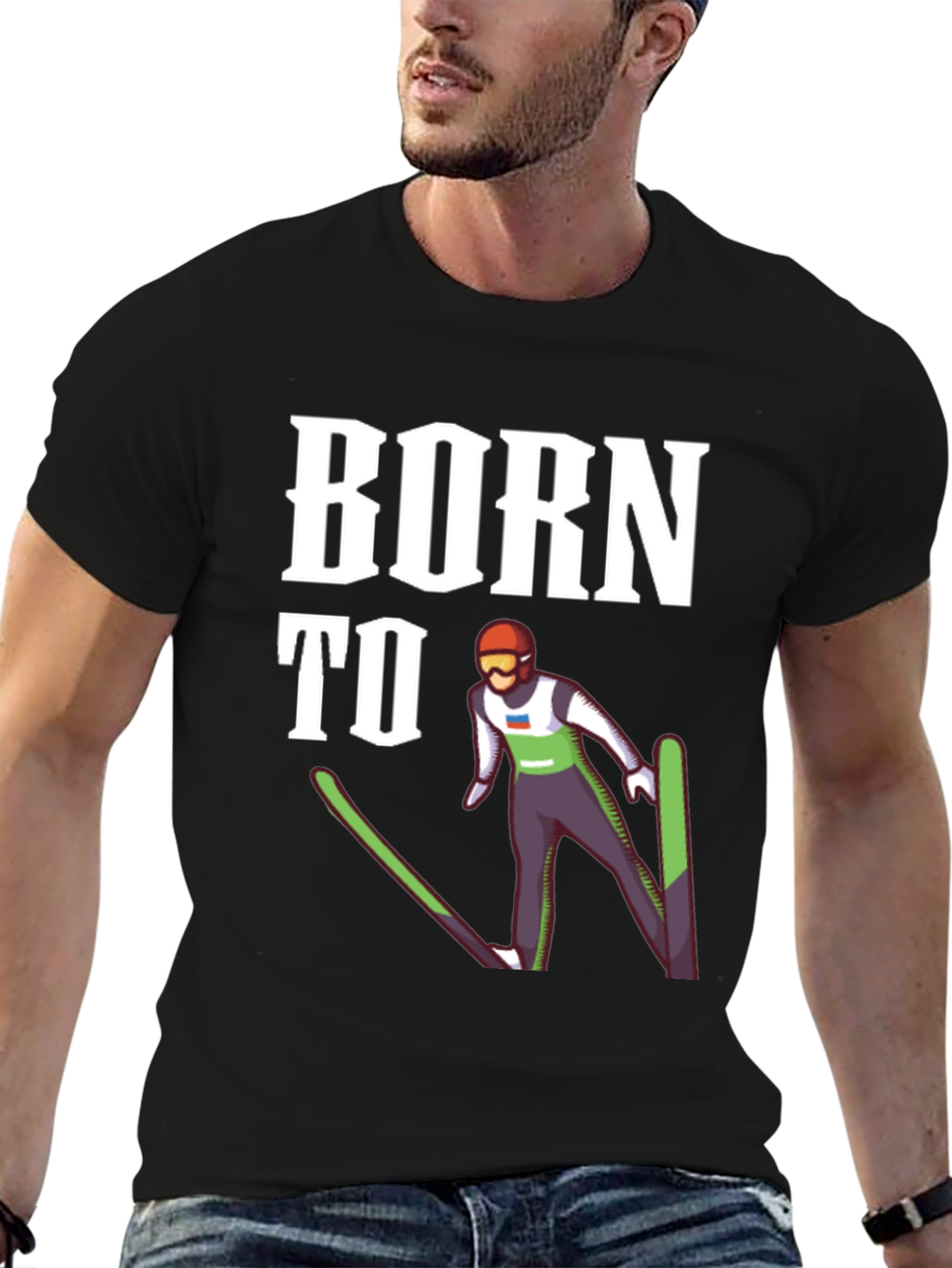 Born to Ski Jumper Black T-Shirt