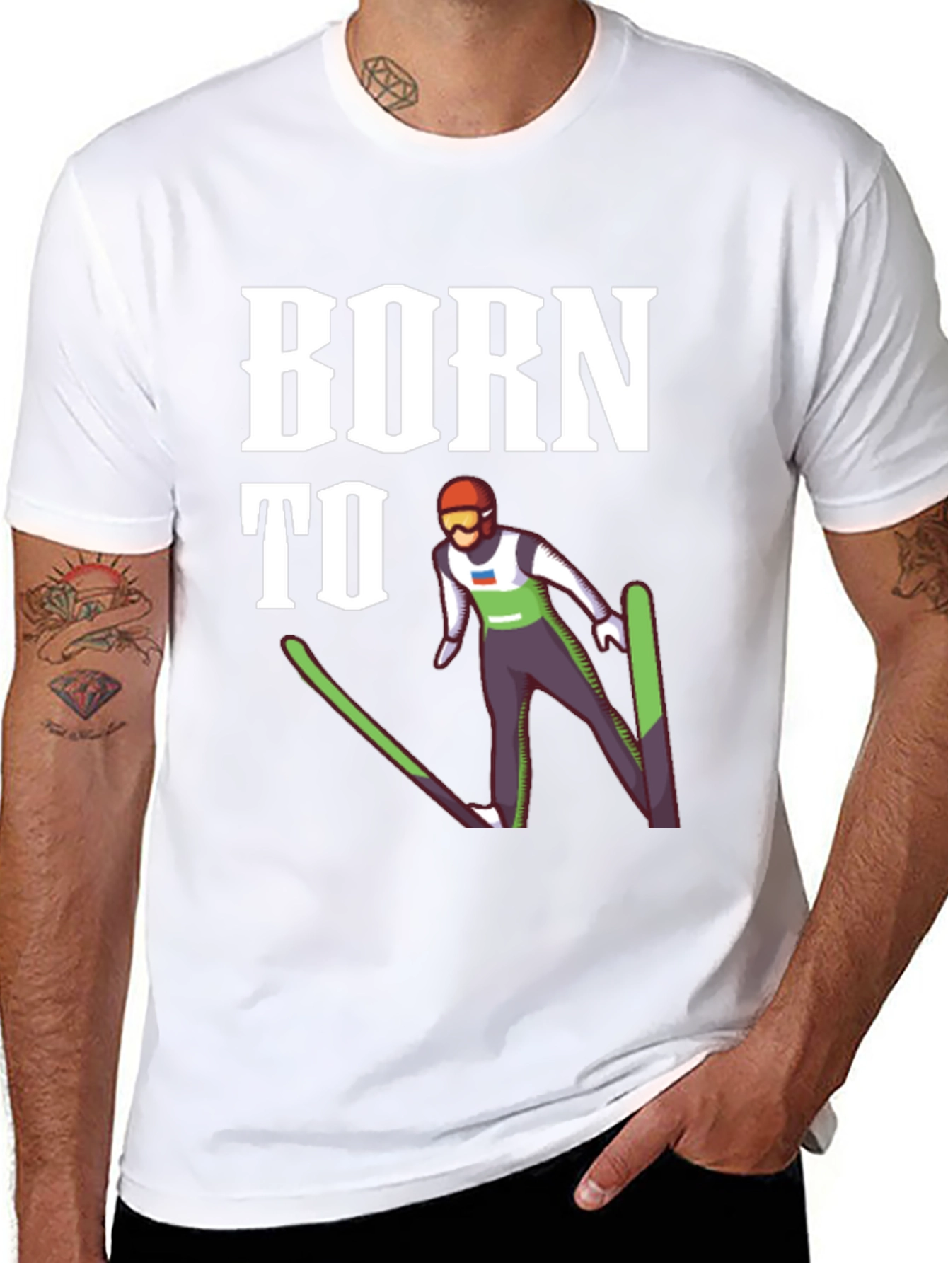 Born to Ski Jumper Black T-Shirt