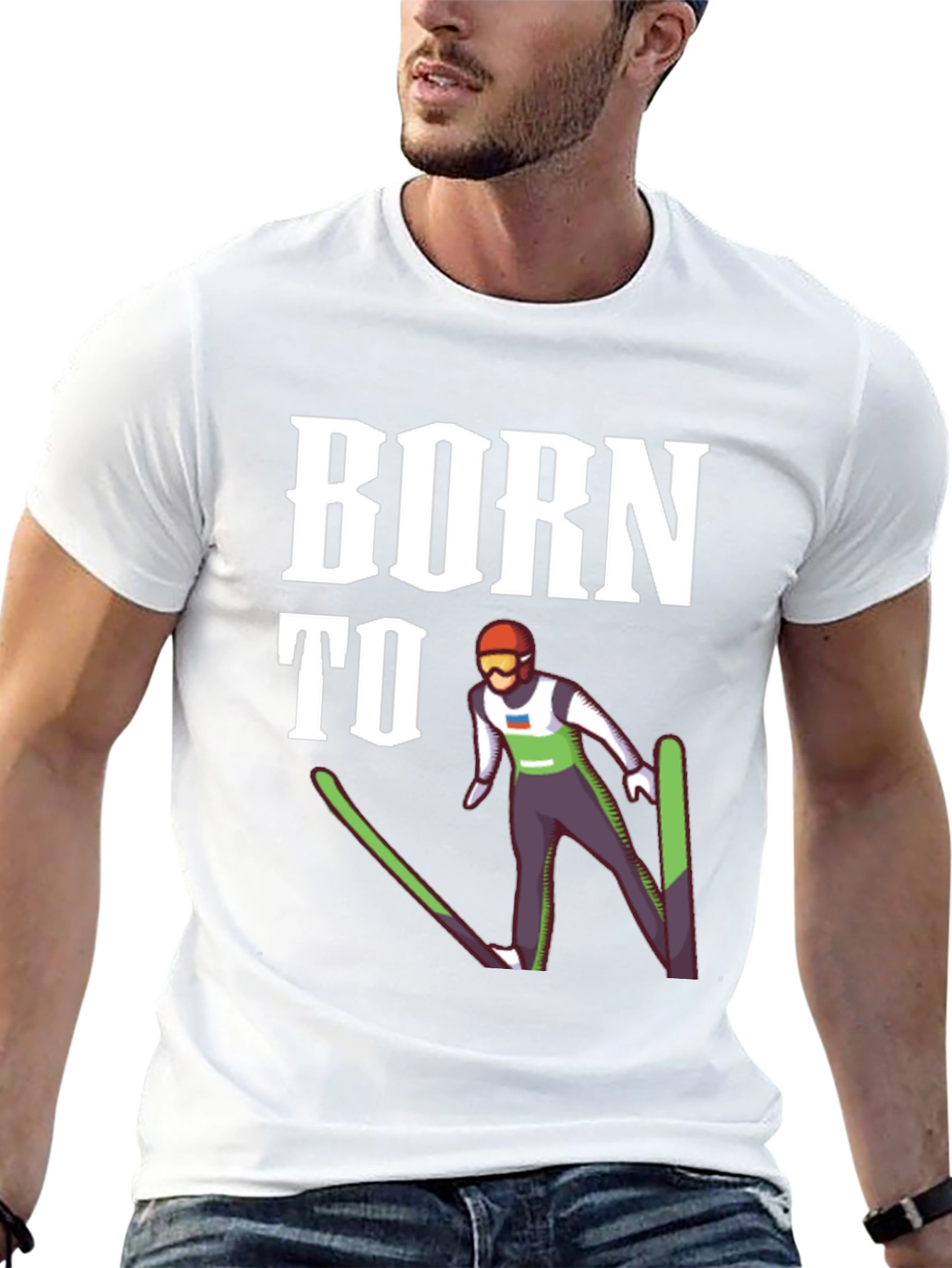 Born to Ski Jumper Black T-Shirt