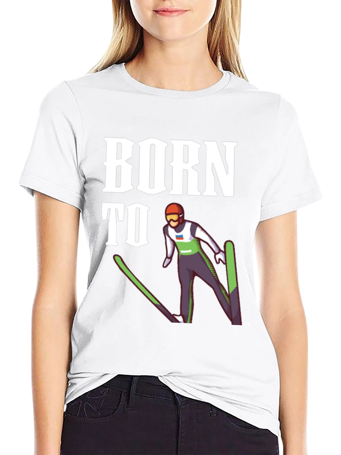 Born to Ski Jumper Black T-Shirt