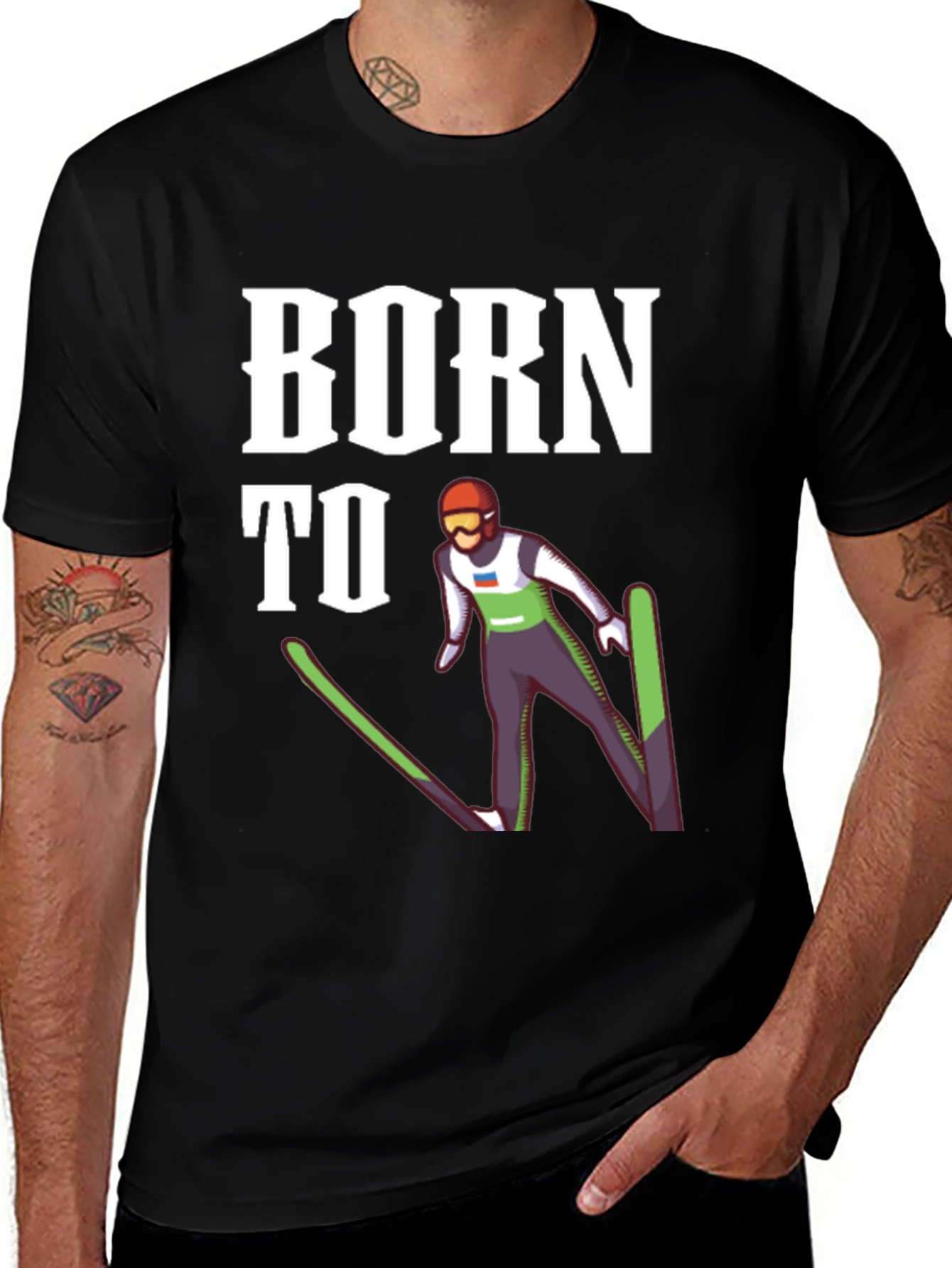 Born to Ski Jumper Black T-Shirt