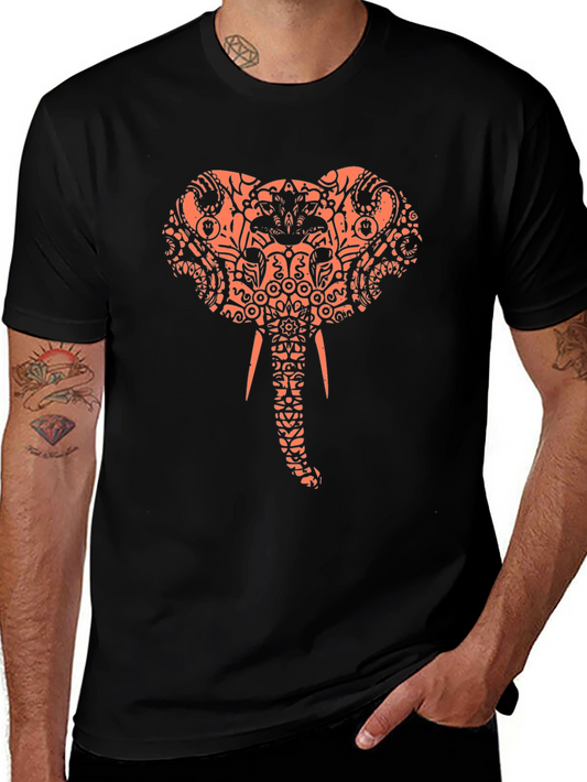 Elephant Print Black T-Shirt
