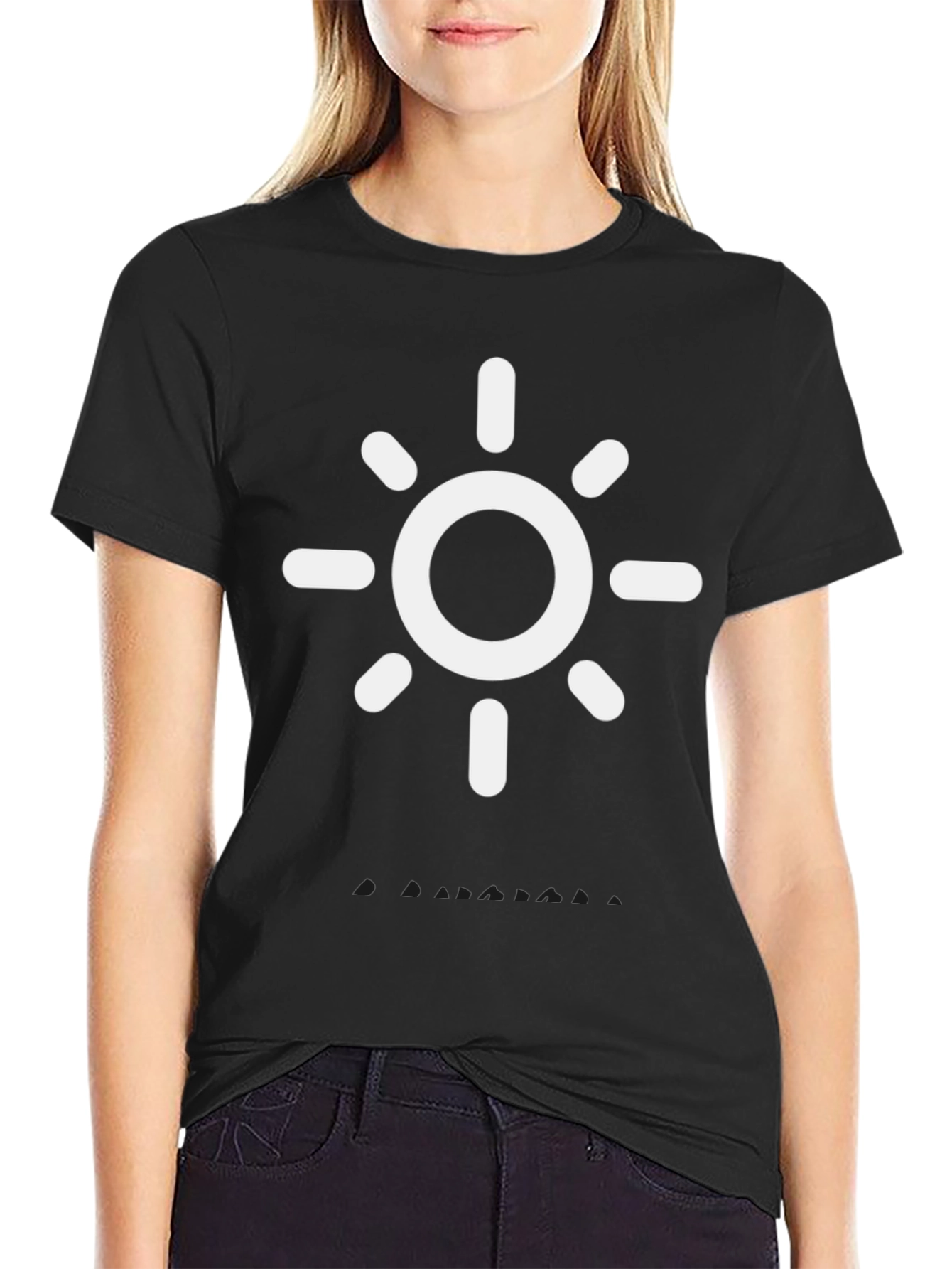 Sunburst Graphic T-Shirt - Black Cotton Blend Casual Tee