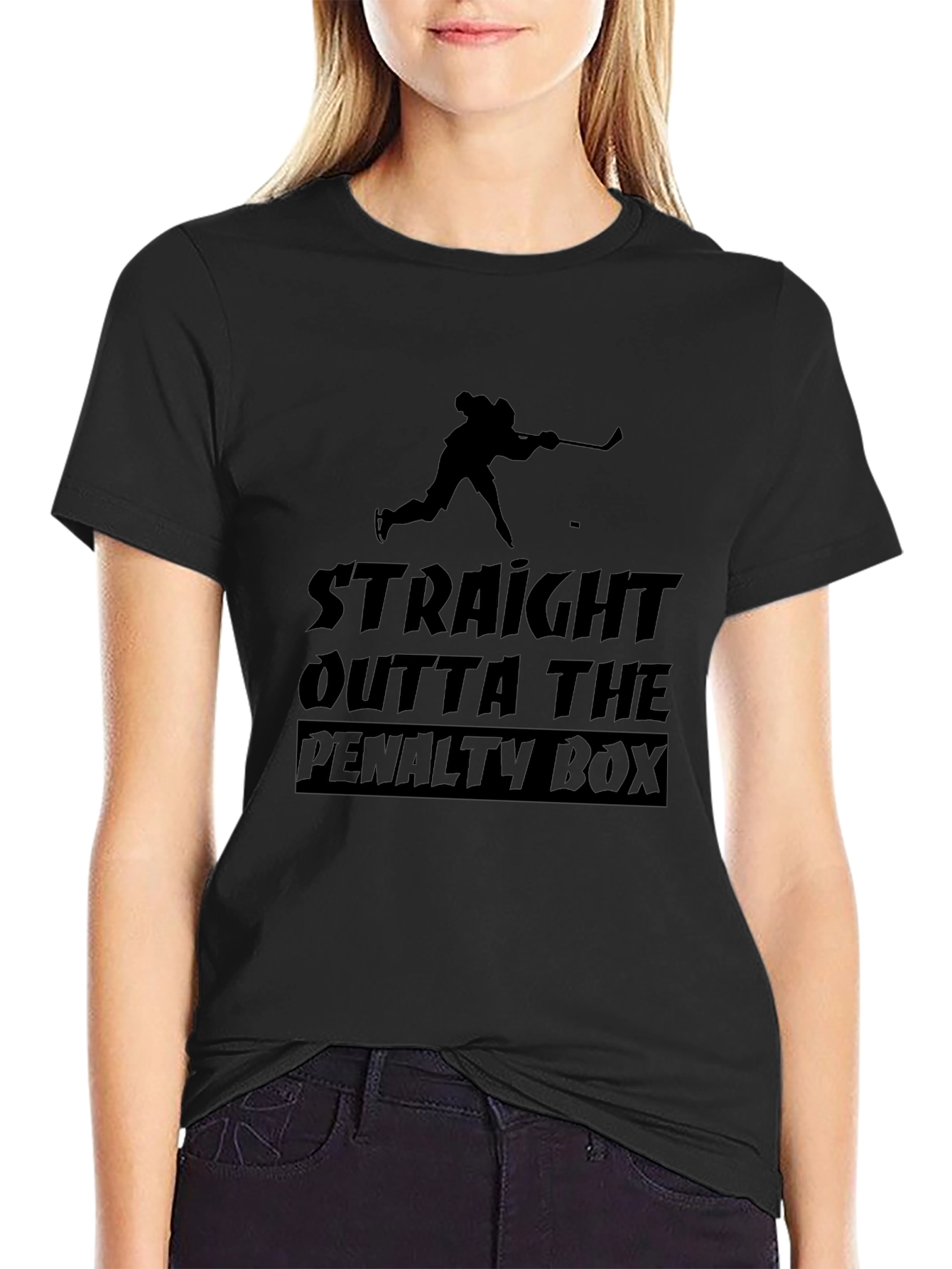 Straight Outta The Penalty Box Black T-Shirt
