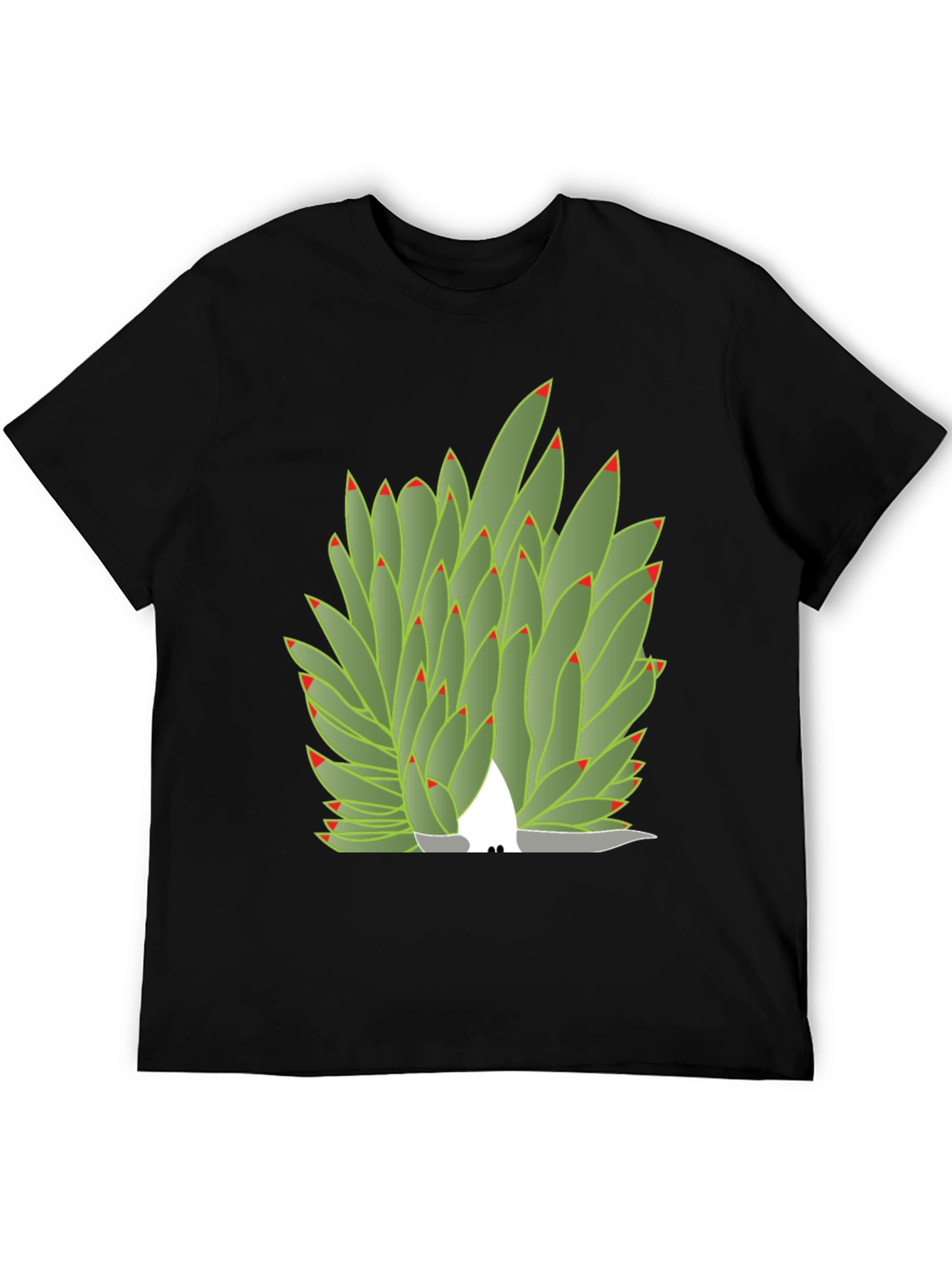Succulent Plant Graphic Tee - Black Cotton Blend