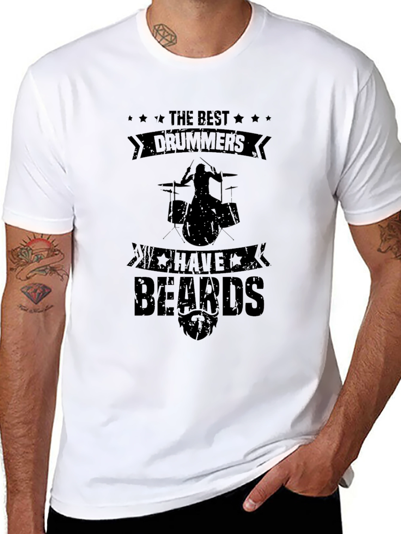 The Best Drummers Have Beards Black Graphic Tee