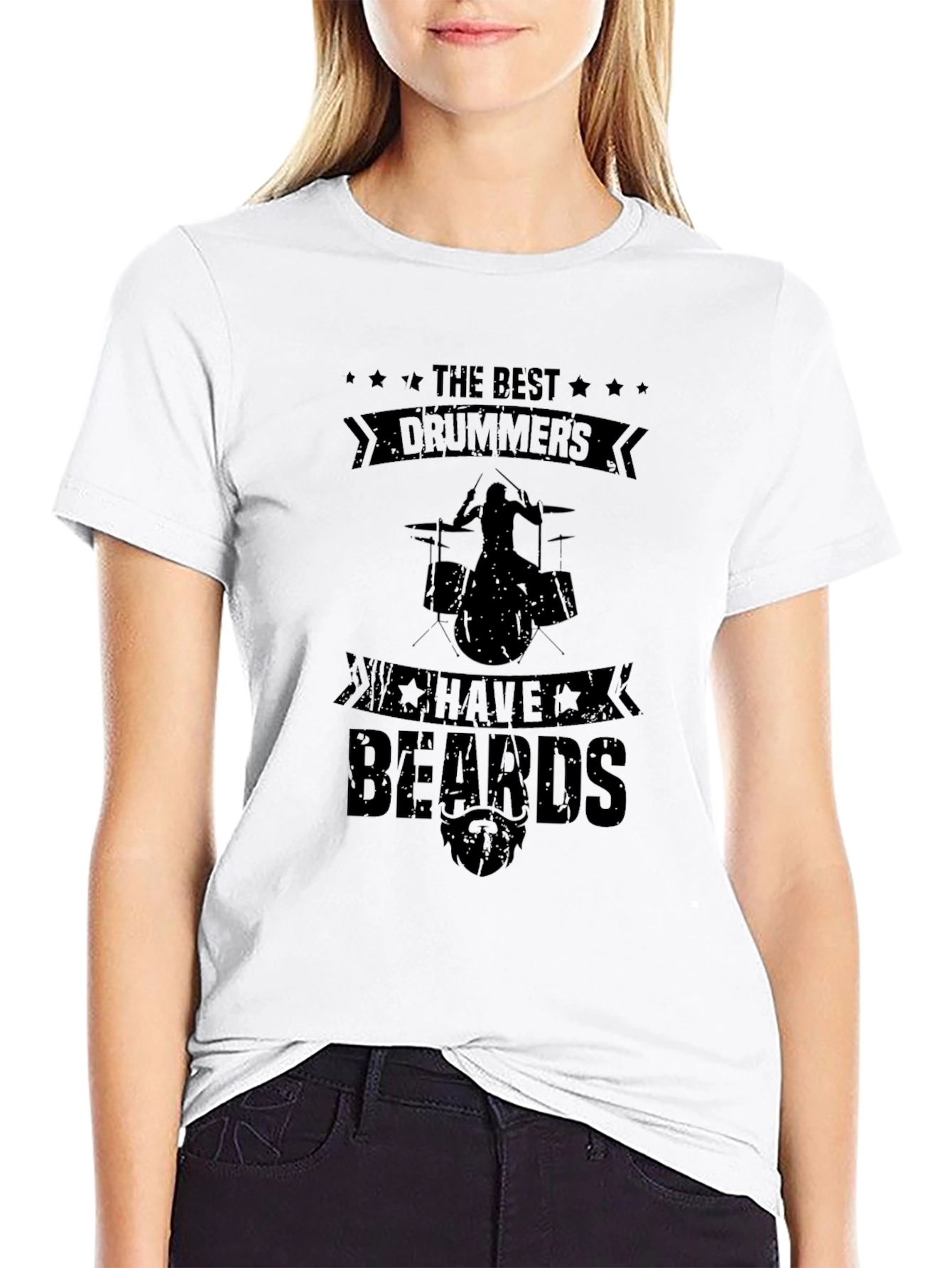 The Best Drummers Have Beards Black Graphic Tee