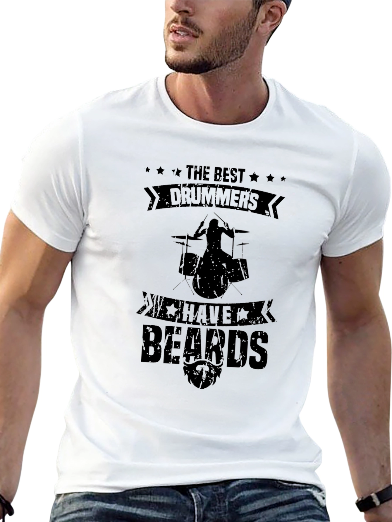 The Best Drummers Have Beards Black Graphic Tee