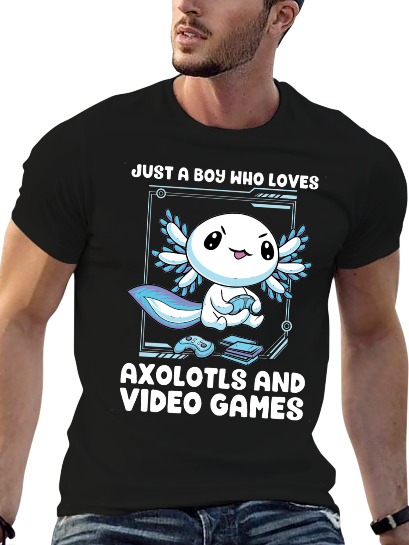 Axolotl & Video Games T-Shirt - Gamer Boy