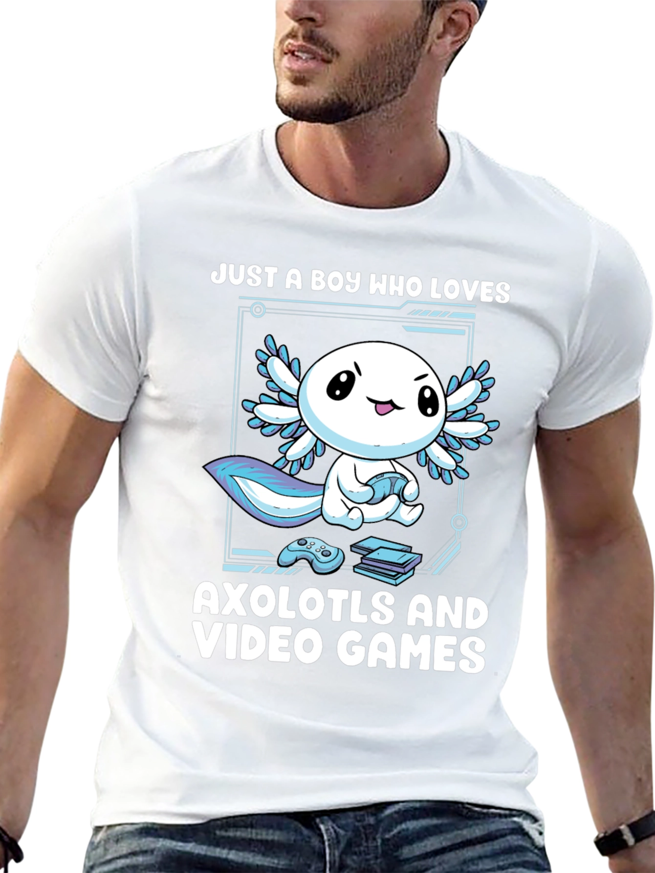 Axolotl & Video Games T-Shirt - Gamer Boy
