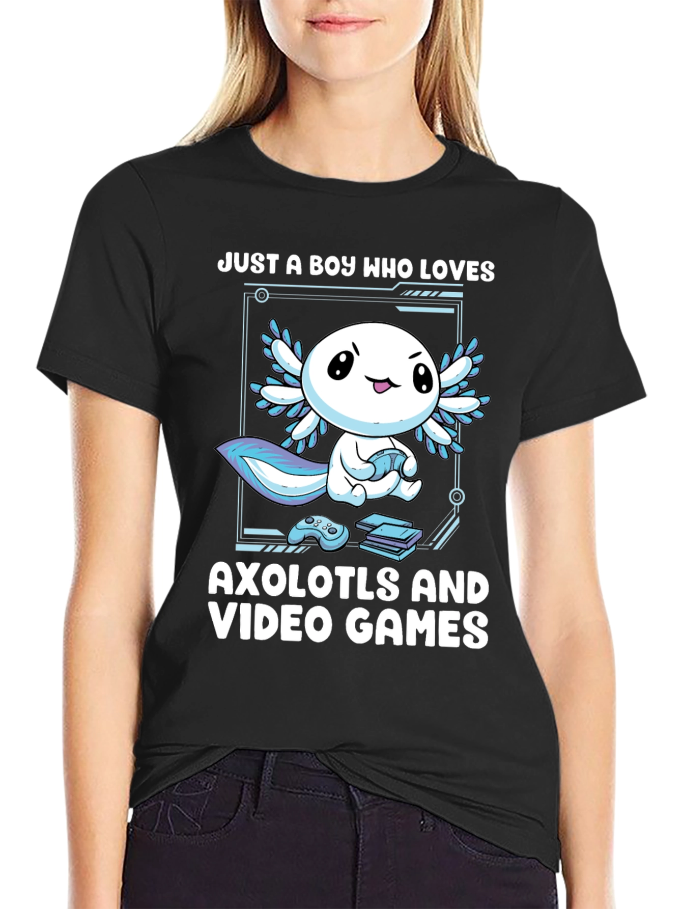 Axolotl & Video Games T-Shirt - Gamer Boy
