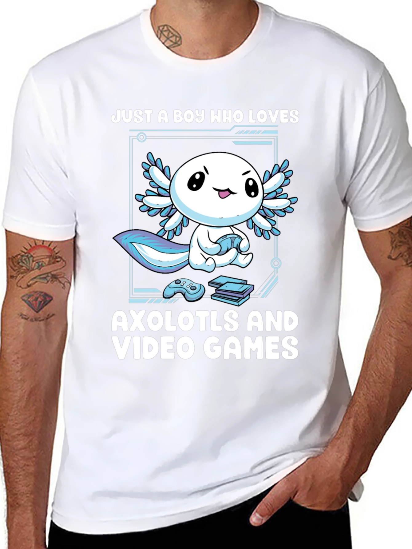 Axolotl & Video Games T-Shirt - Gamer Boy
