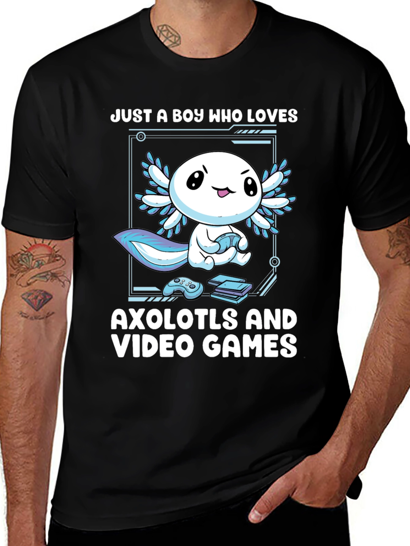 Axolotl & Video Games T-Shirt - Gamer Boy