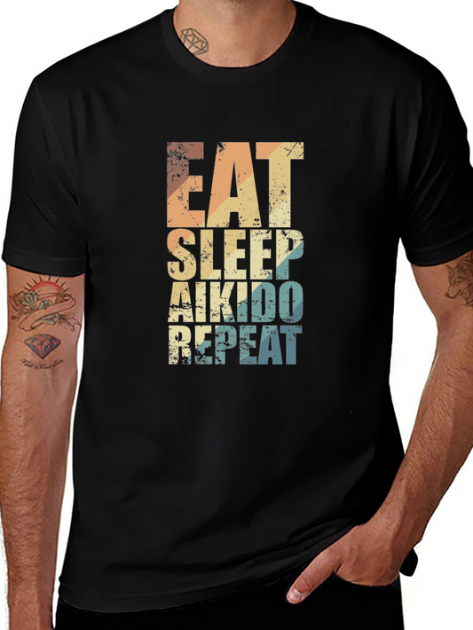 Eat Sleep Aikido Repeat T-Shirt Black