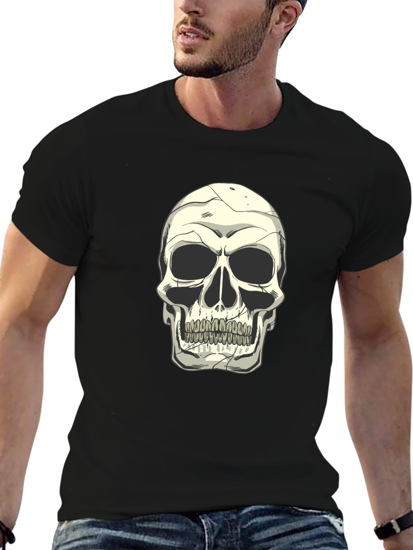 Skull Graphic Tee - Classic Black Cotton Shirt