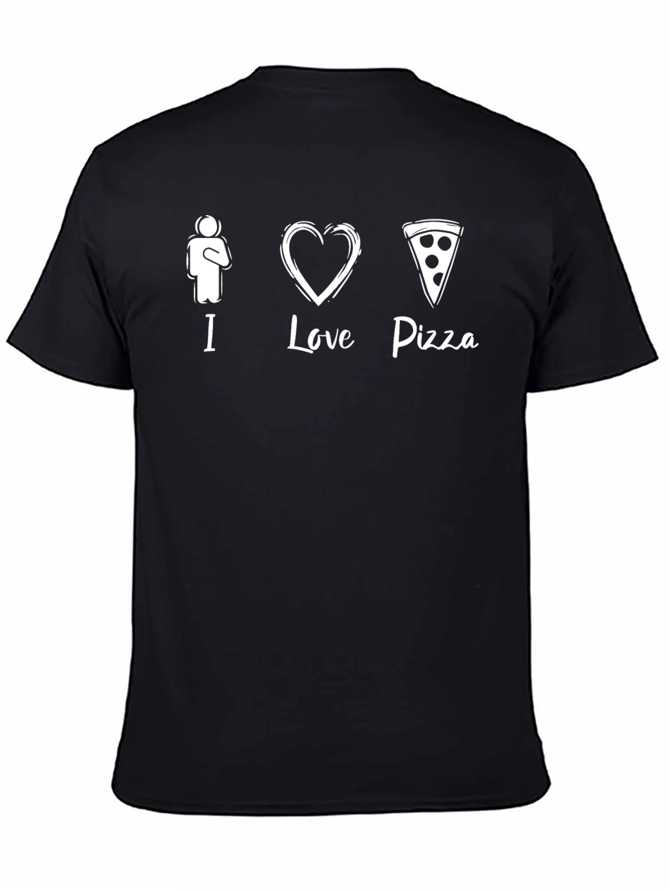 I Love Pizza Graphic Print Black T-Shirt