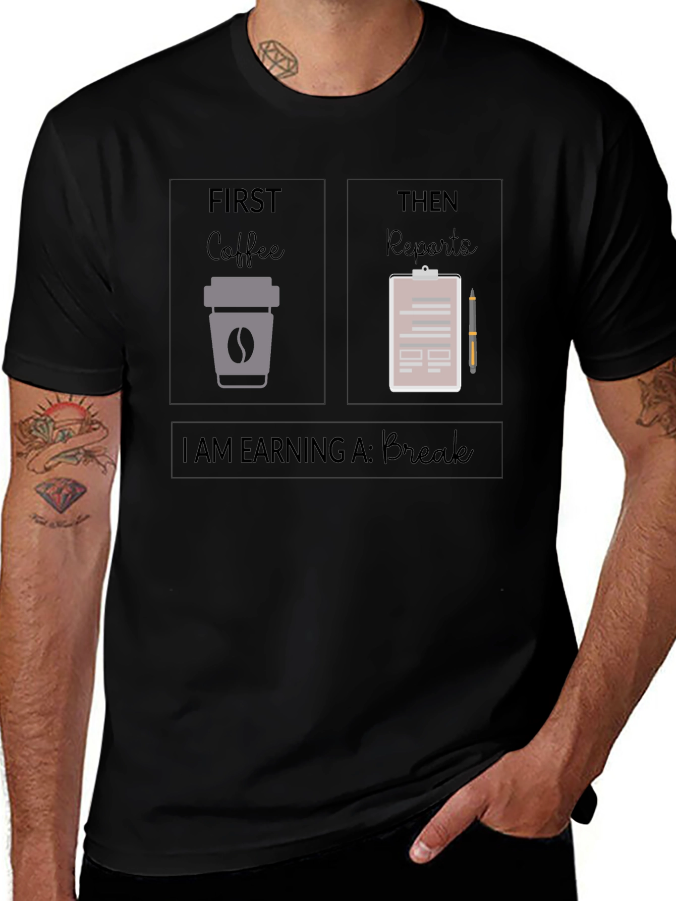 Coffee and Reports T-Shirt: Earning a Break