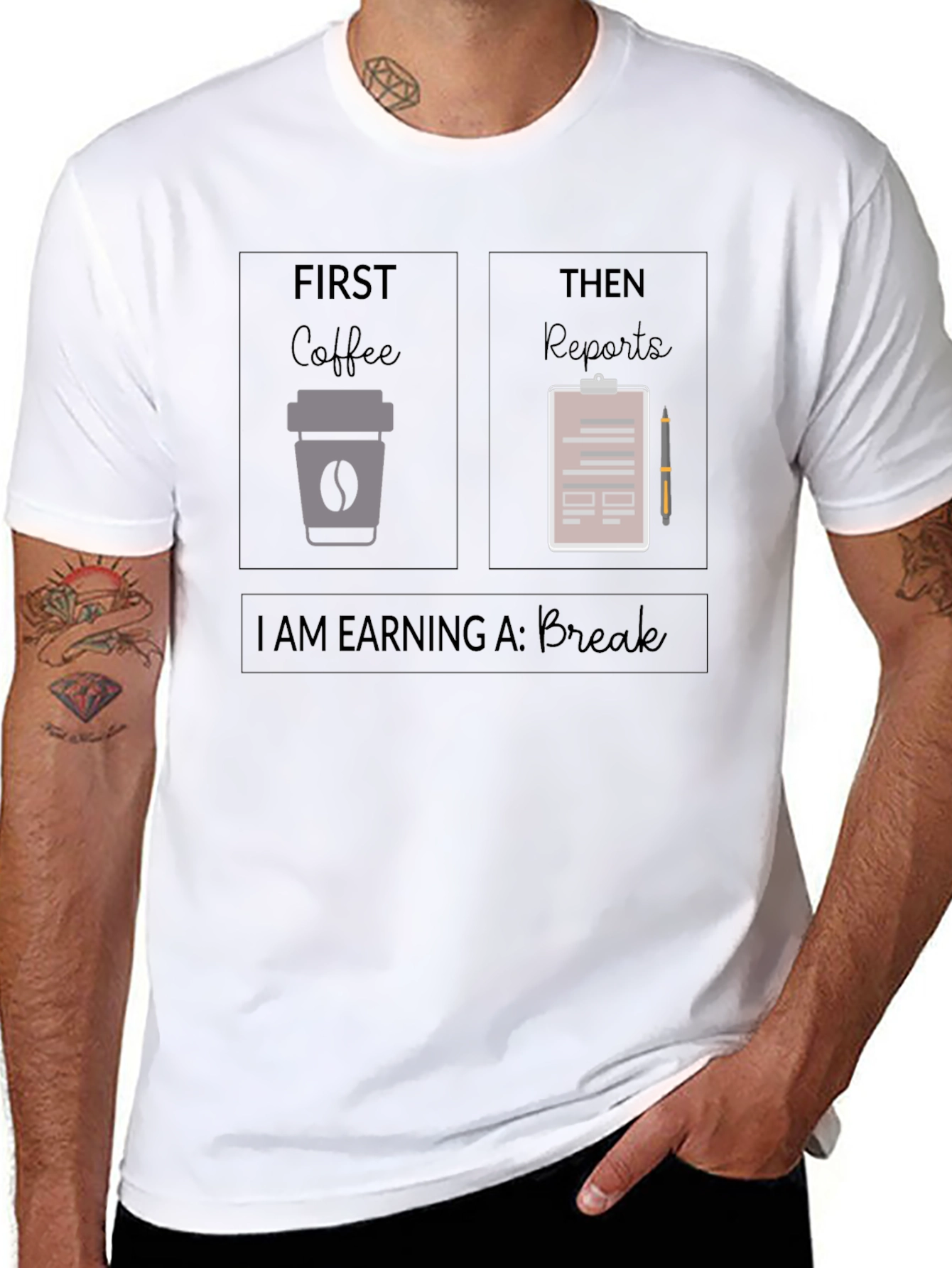 Coffee and Reports T-Shirt: Earning a Break