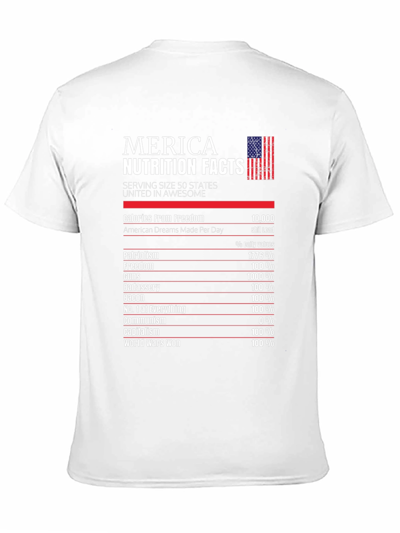 Merica Nutrition Facts Patriotic T-Shirt
