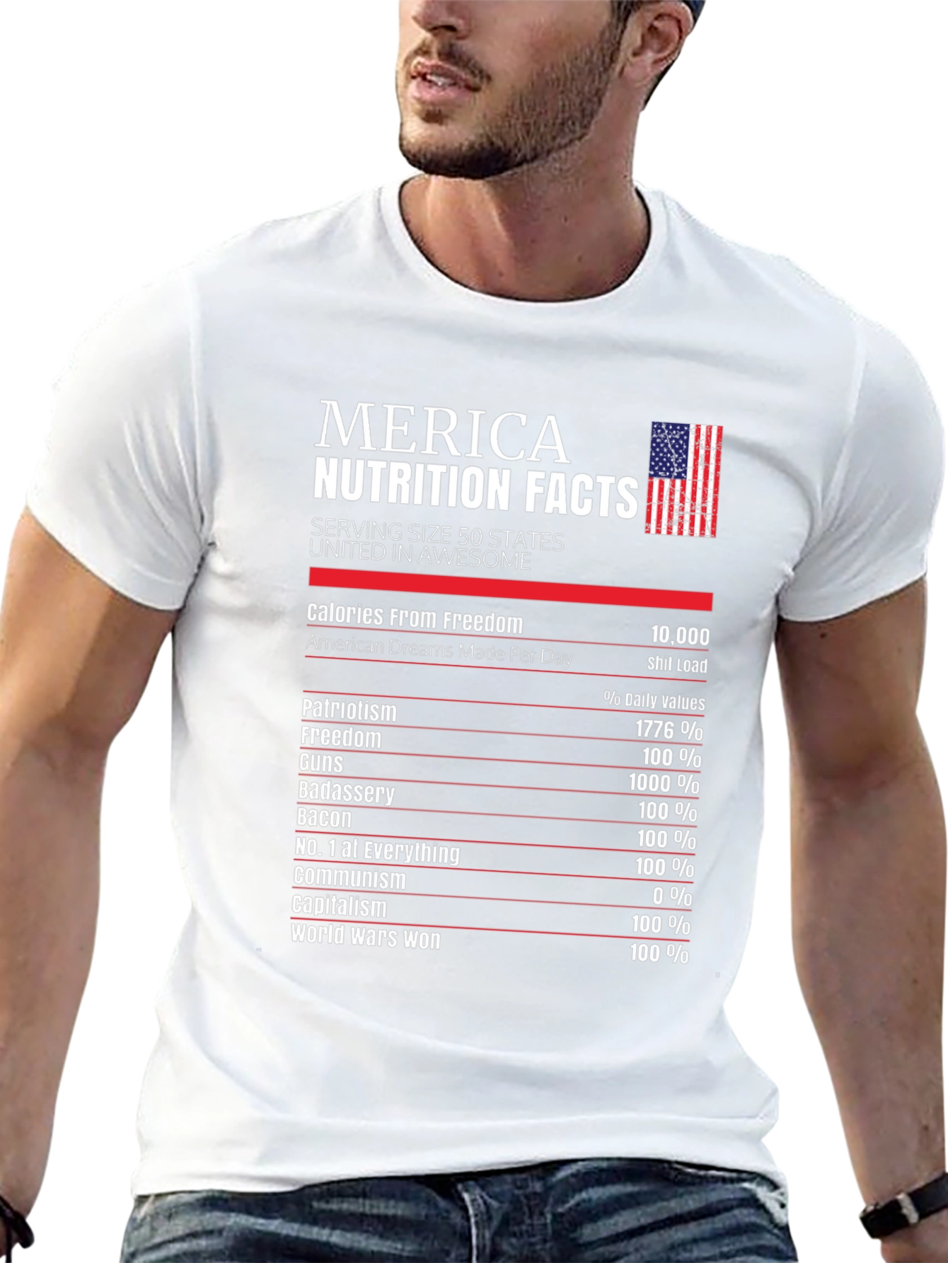 Merica Nutrition Facts Patriotic T-Shirt