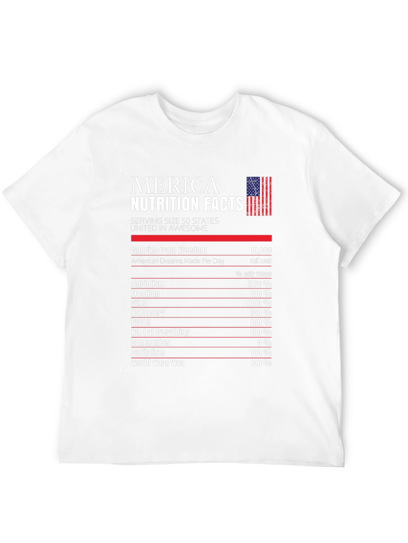 Merica Nutrition Facts Patriotic T-Shirt