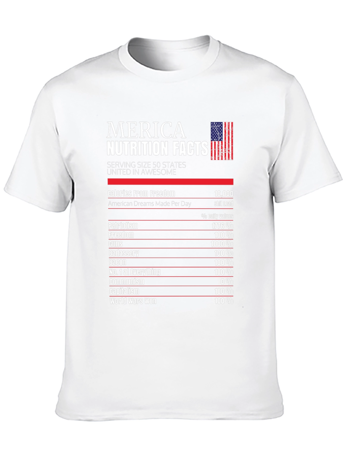 Merica Nutrition Facts Patriotic T-Shirt