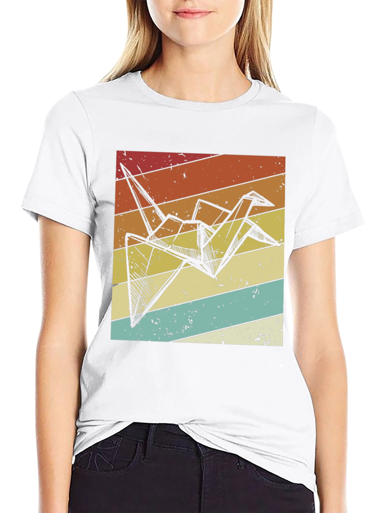 Origami Crane Retro T-Shirt
