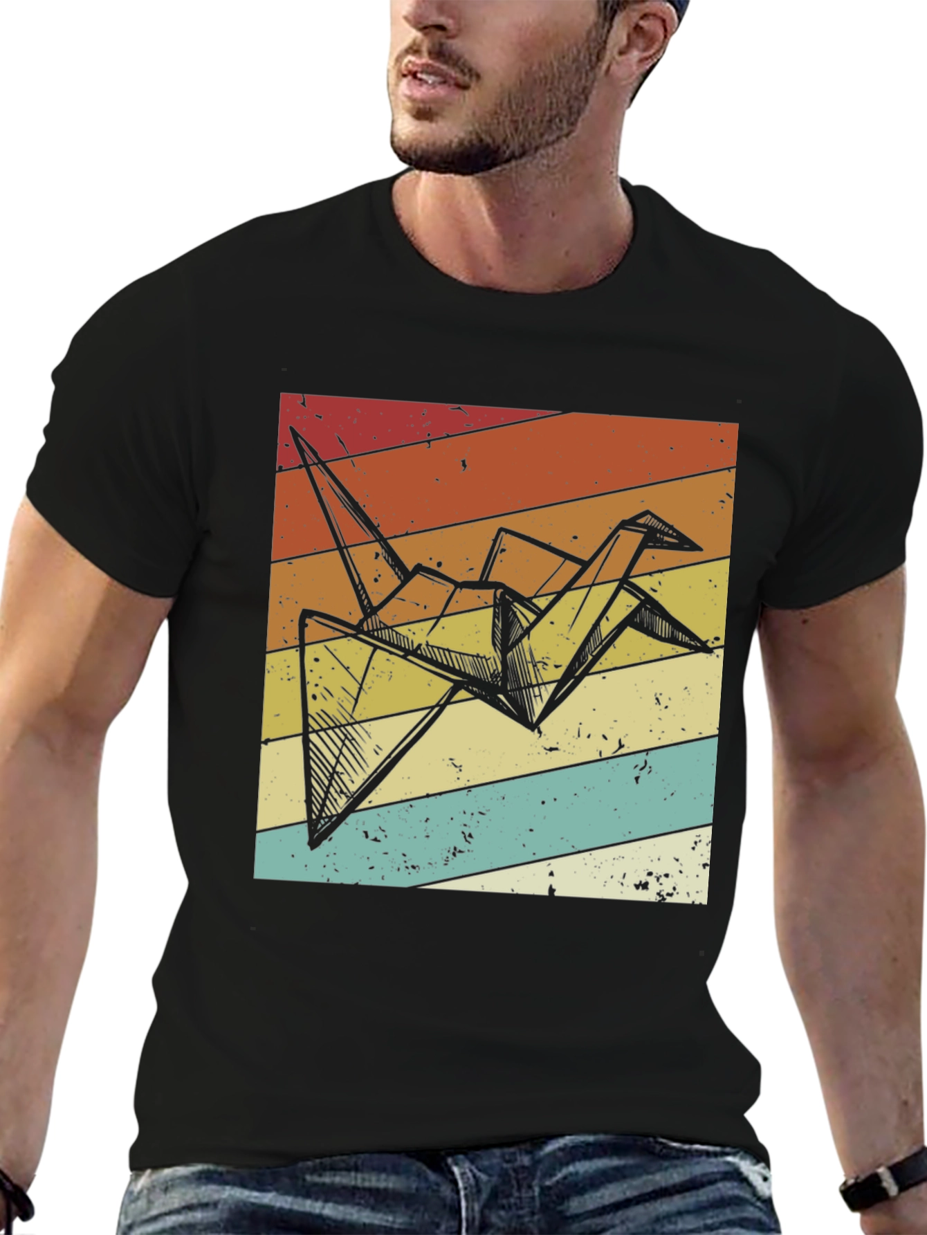 Origami Crane Retro T-Shirt