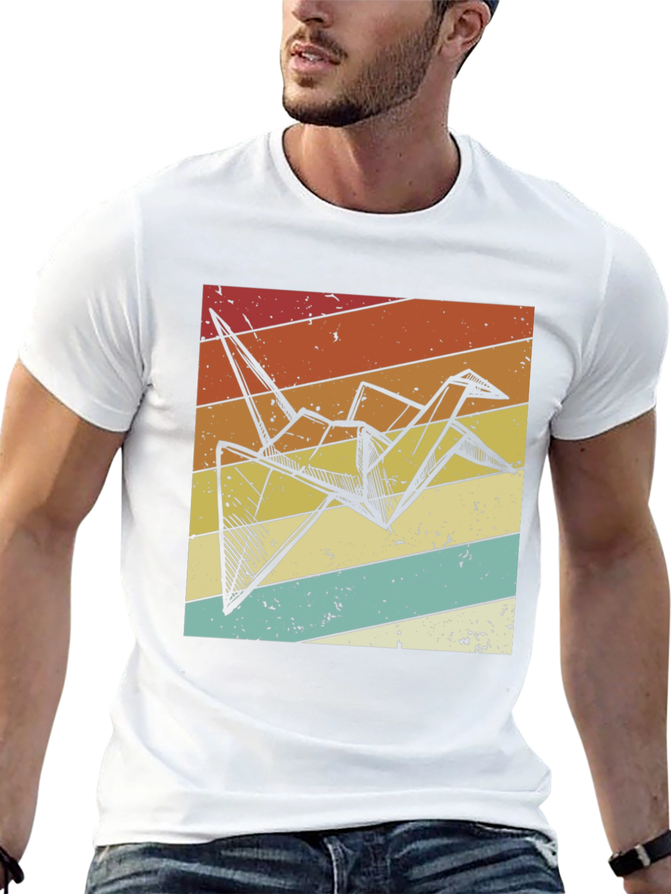 Origami Crane Retro T-Shirt
