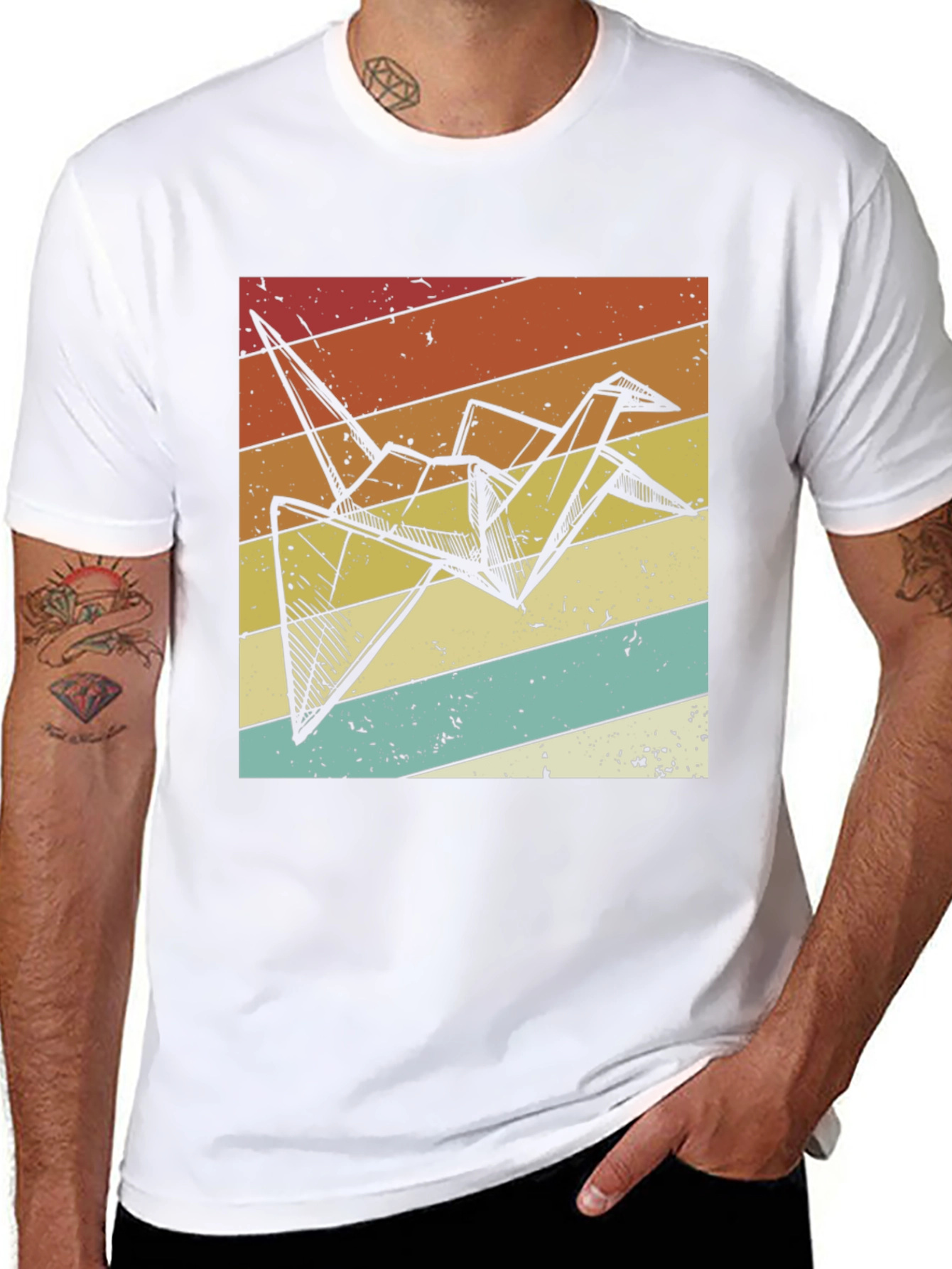 Origami Crane Retro T-Shirt