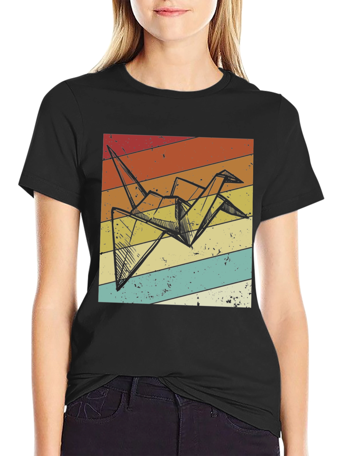 Origami Crane Retro T-Shirt