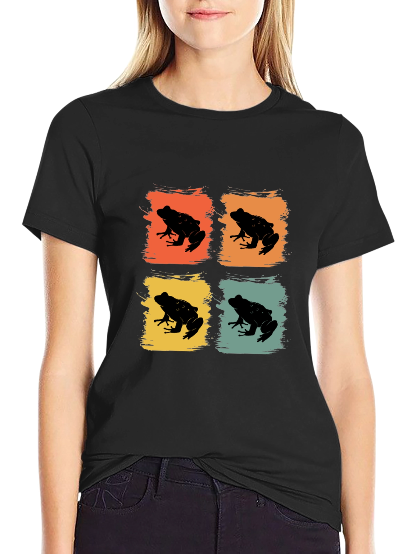 Retro Frog Pop Art T-Shirt - Black