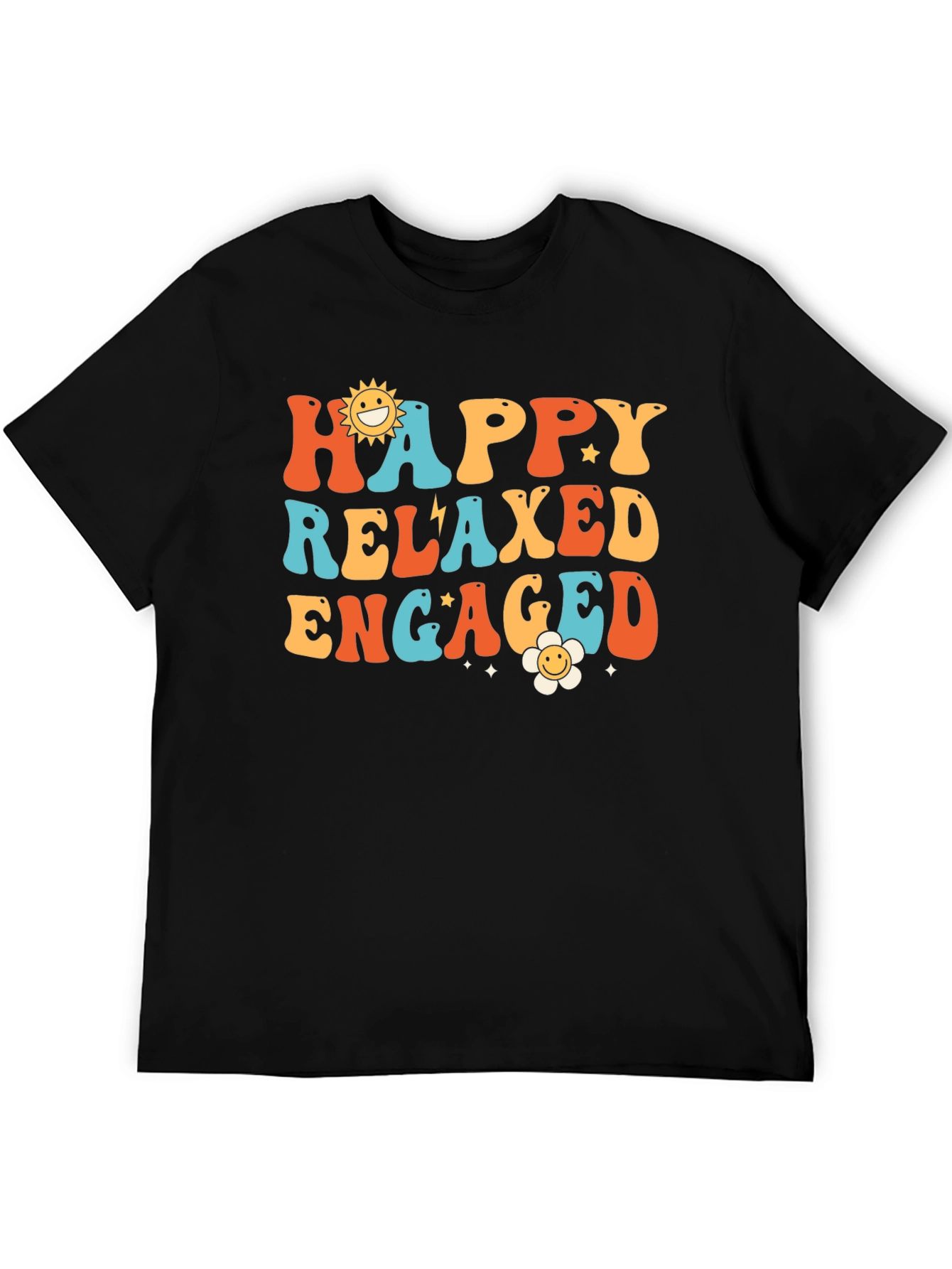 Happy Relaxed Engaged Graphic Tee - Retro Style