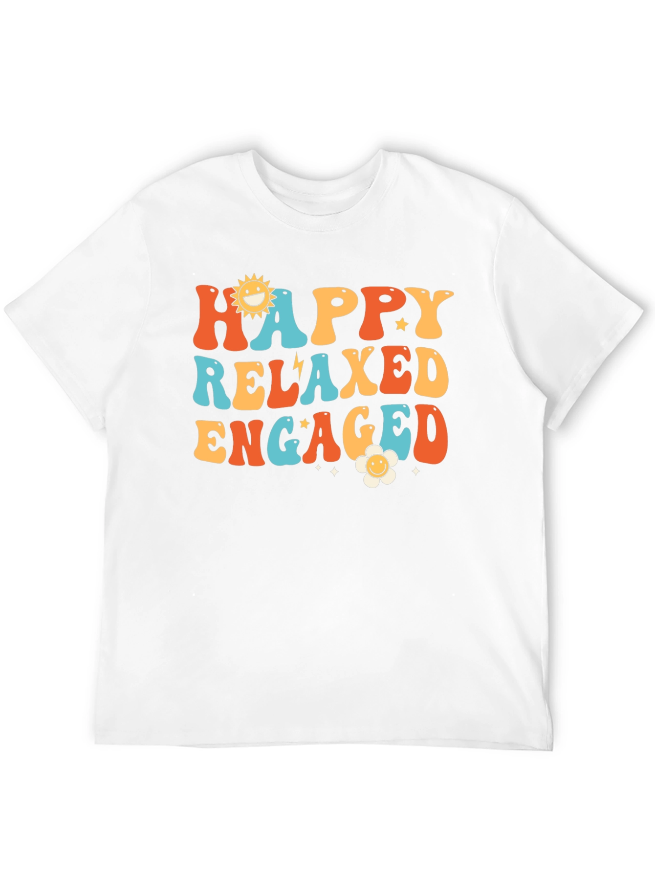 Happy Relaxed Engaged Graphic Tee - Retro Style