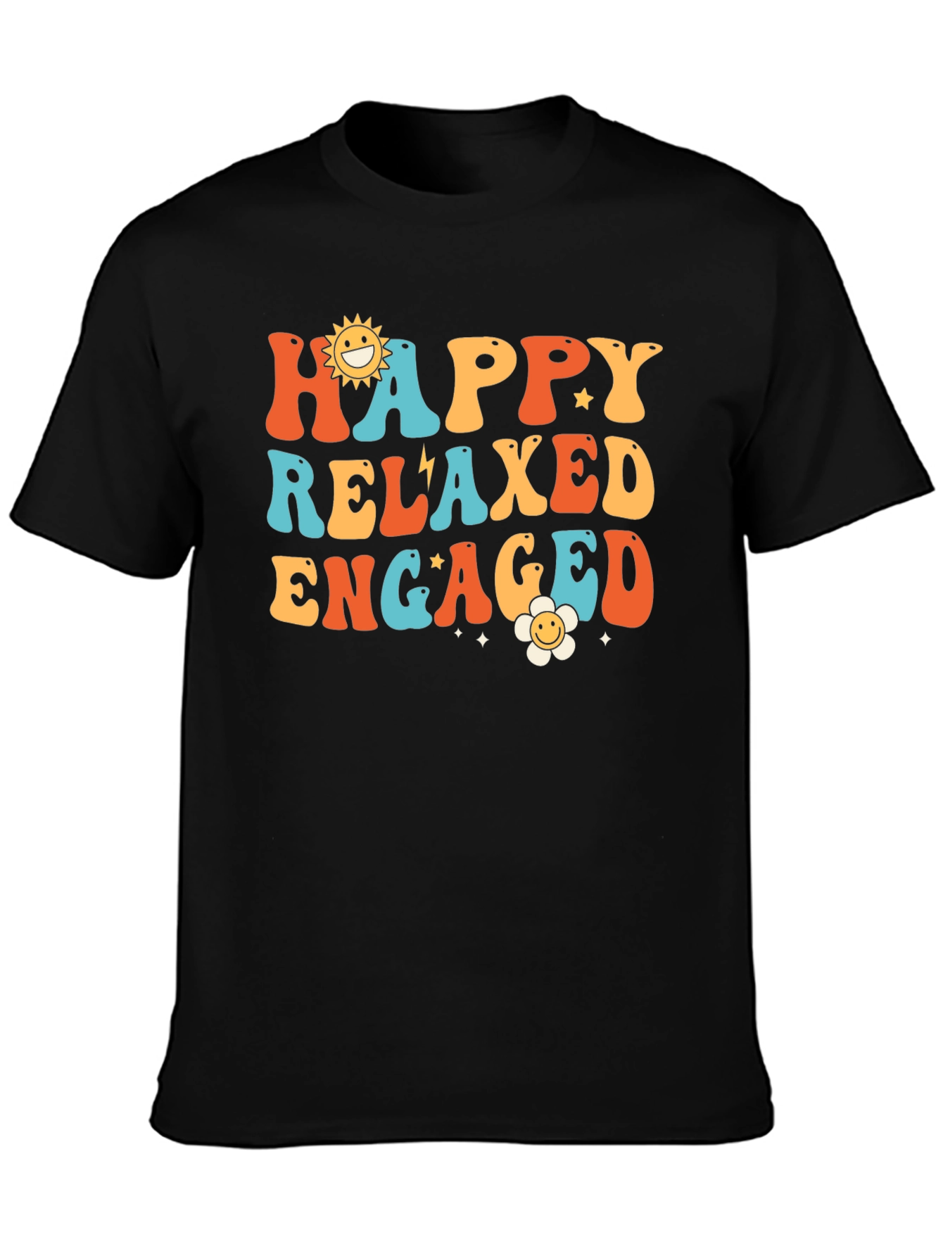 Happy Relaxed Engaged Graphic Tee - Retro Style