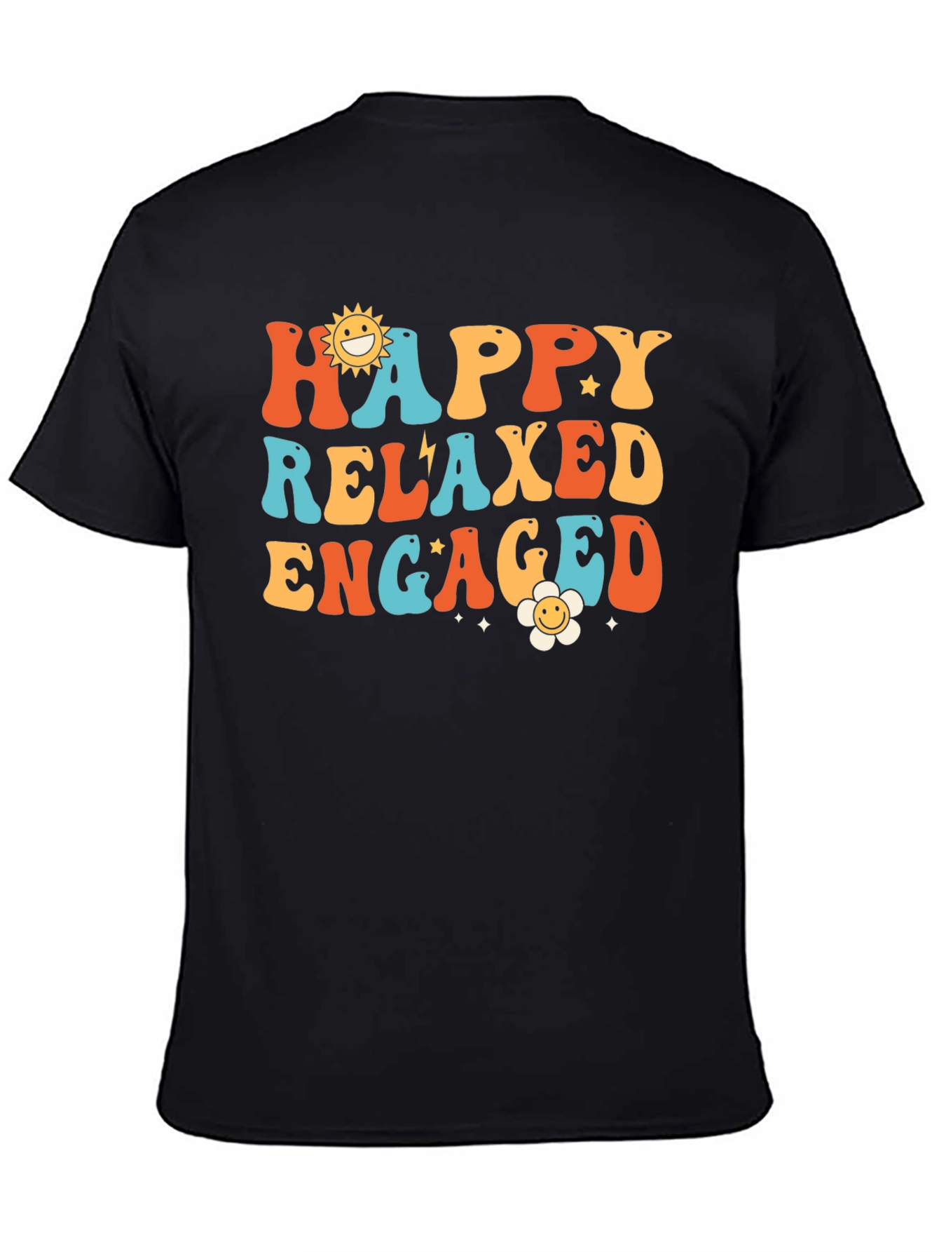 Happy Relaxed Engaged Graphic Tee - Retro Style