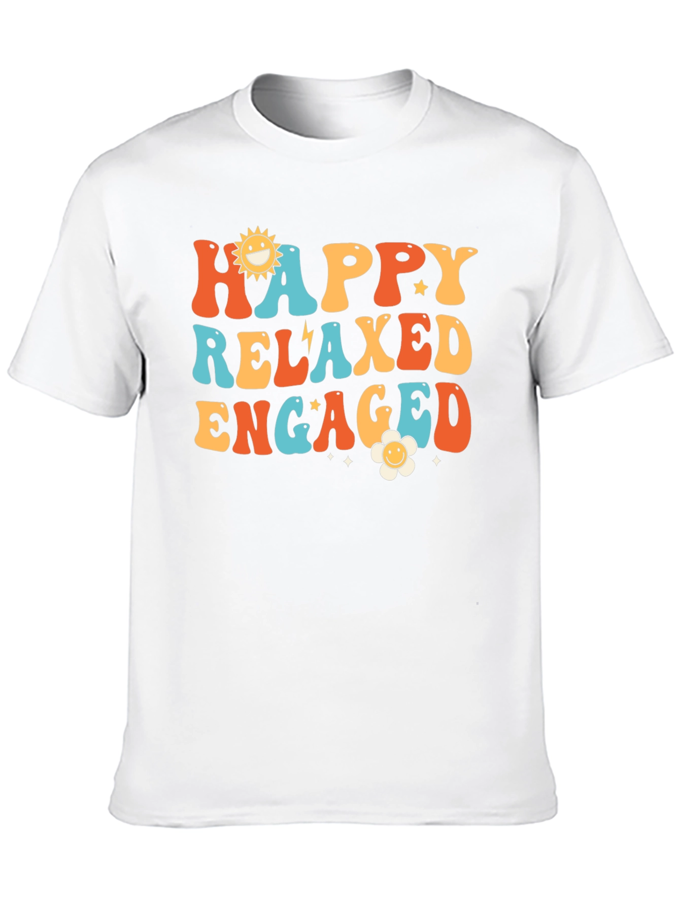 Happy Relaxed Engaged Graphic Tee - Retro Style