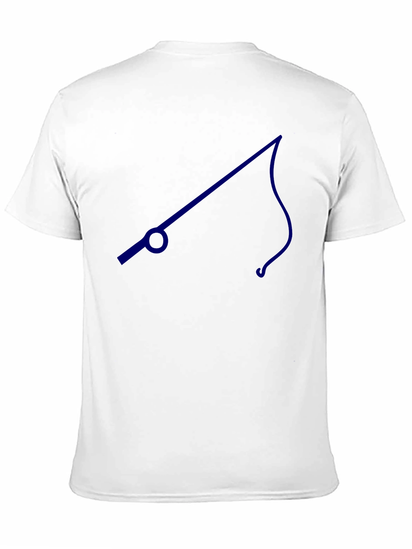 Mens Black T-Shirt with Blue Fishing Pole Design