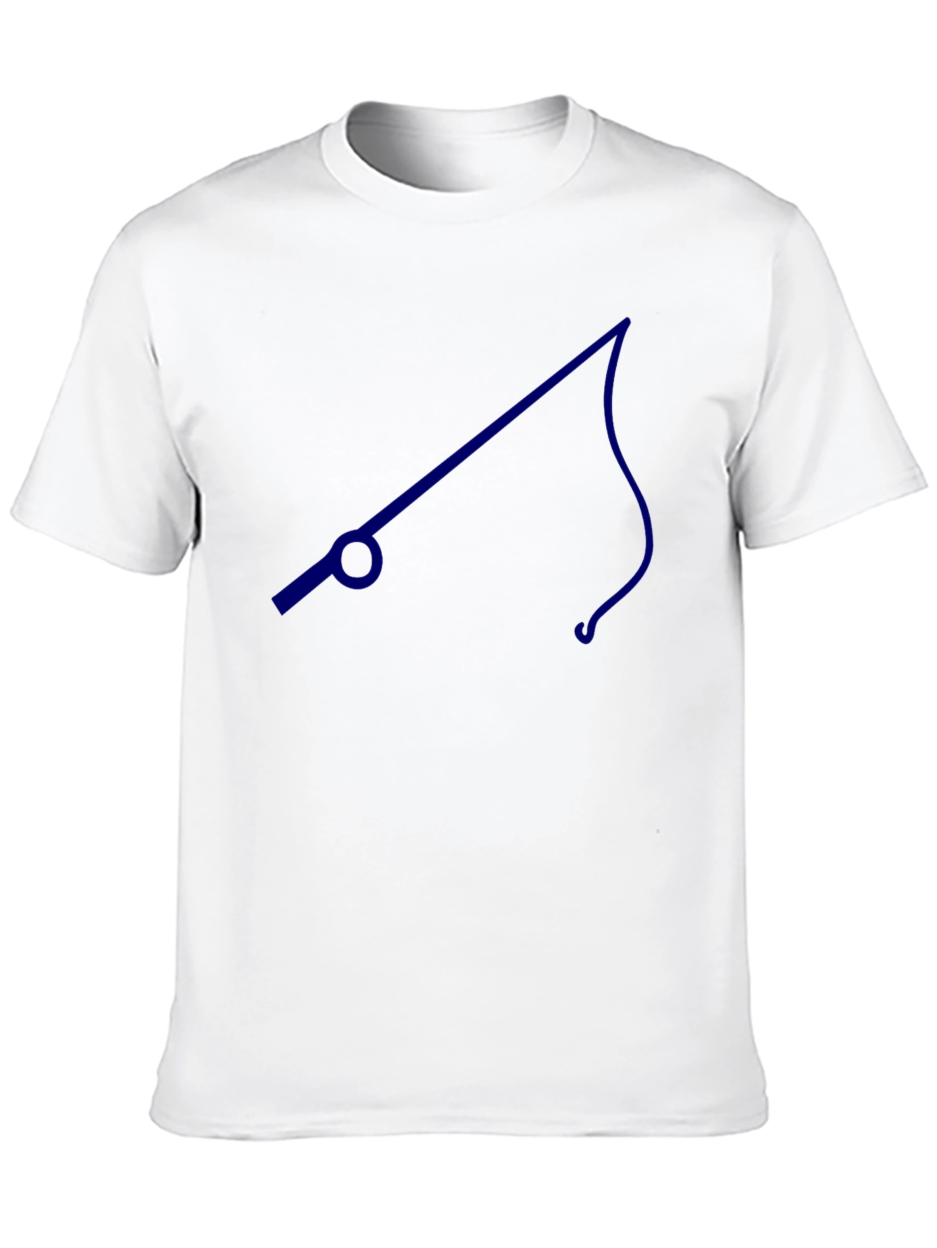 Mens Black T-Shirt with Blue Fishing Pole Design
