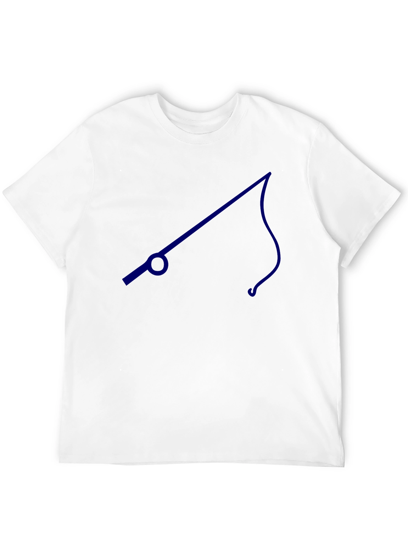 Mens Black T-Shirt with Blue Fishing Pole Design