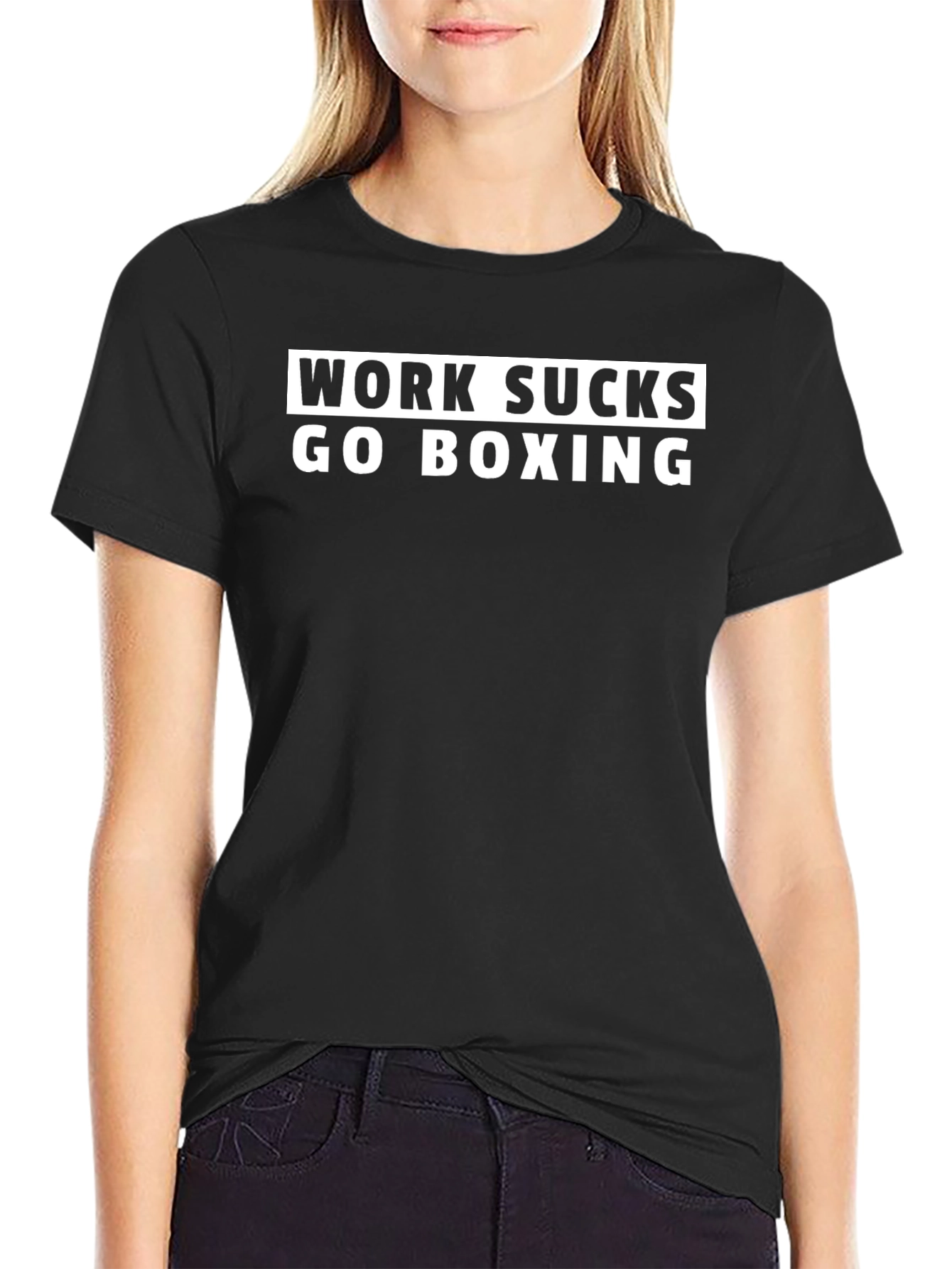 Work Sucks Go Boxing Black Graphic Tee